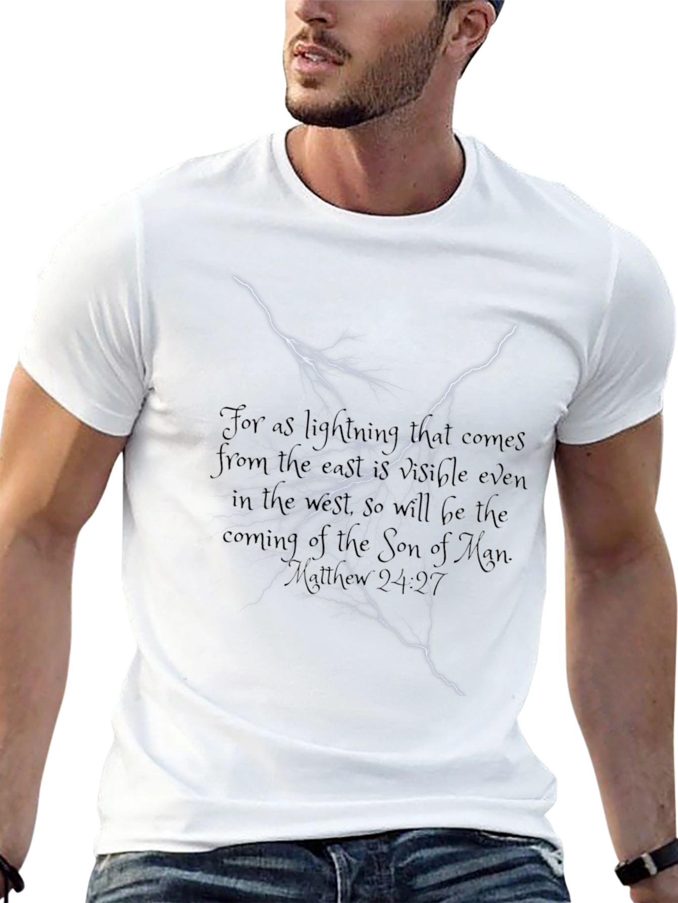 Matthew 24:27 Lightning Graphic Black T-Shirt