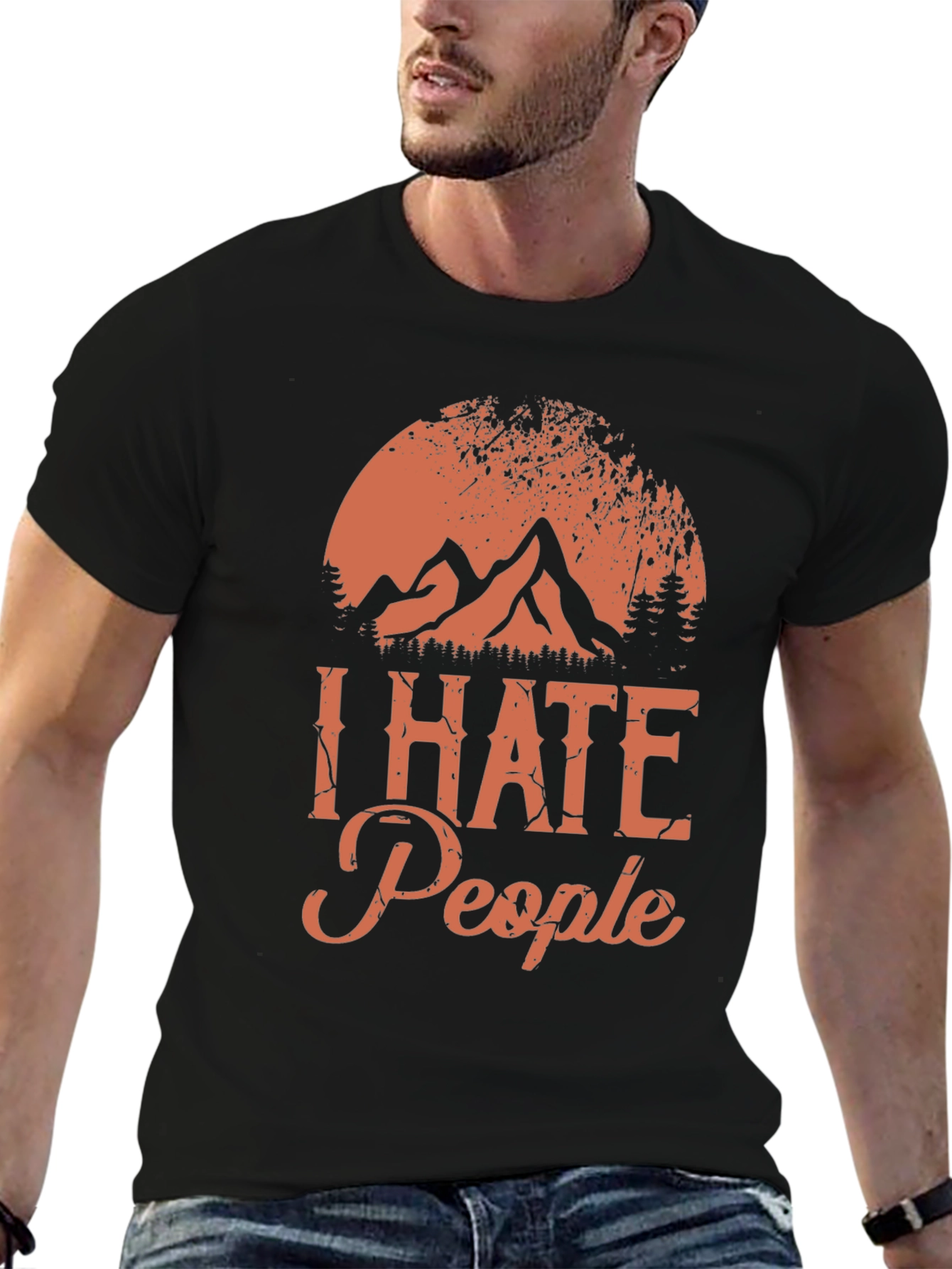 I Hate People Graphic Tee - Mountain Sunset Design