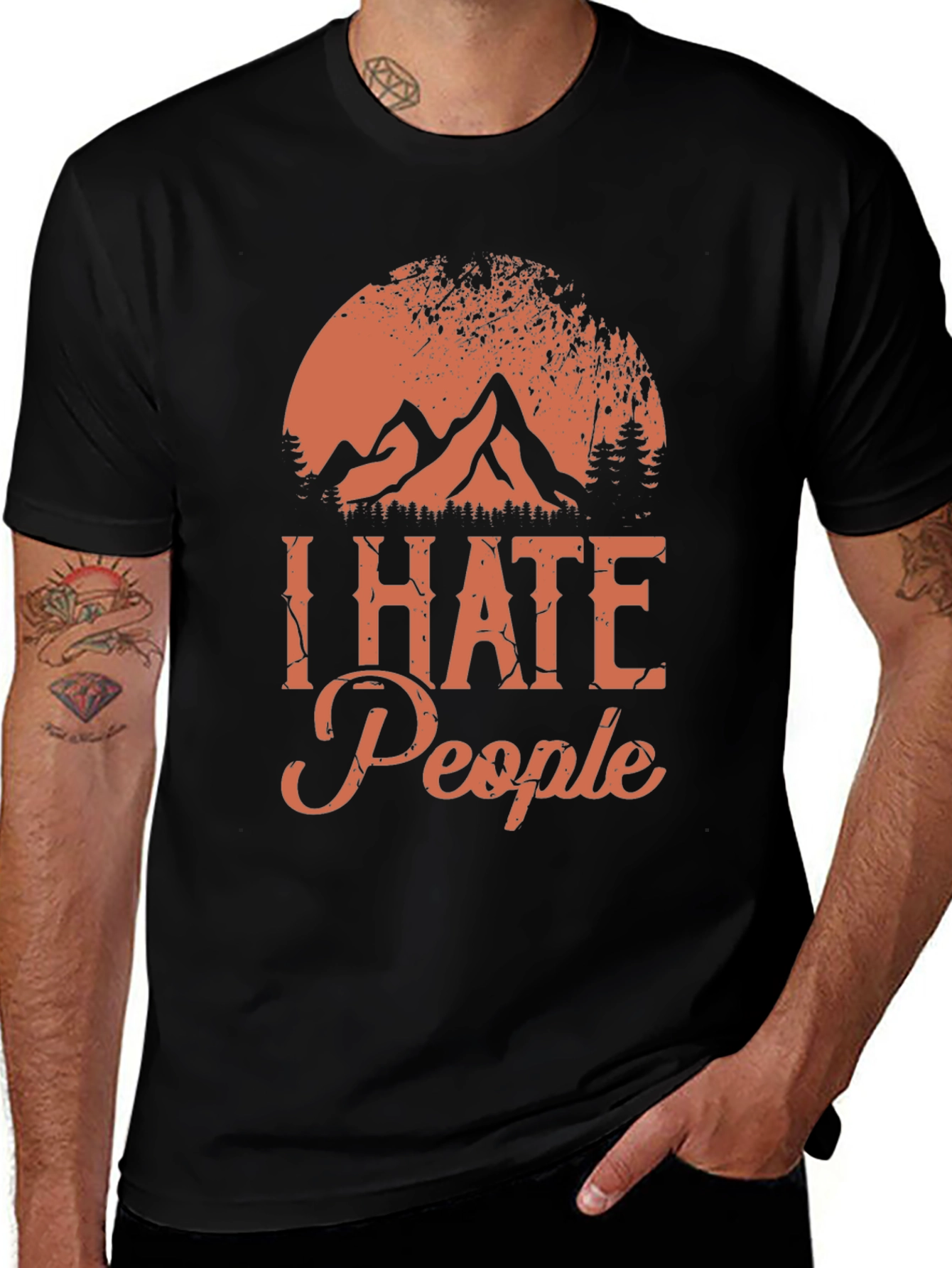 I Hate People Graphic Tee - Mountain Sunset Design