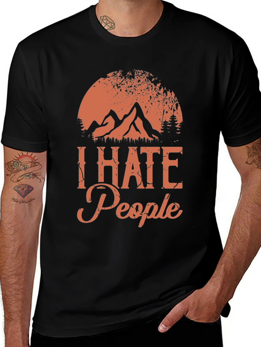 I Hate People Graphic Tee - Mountain Sunset Design