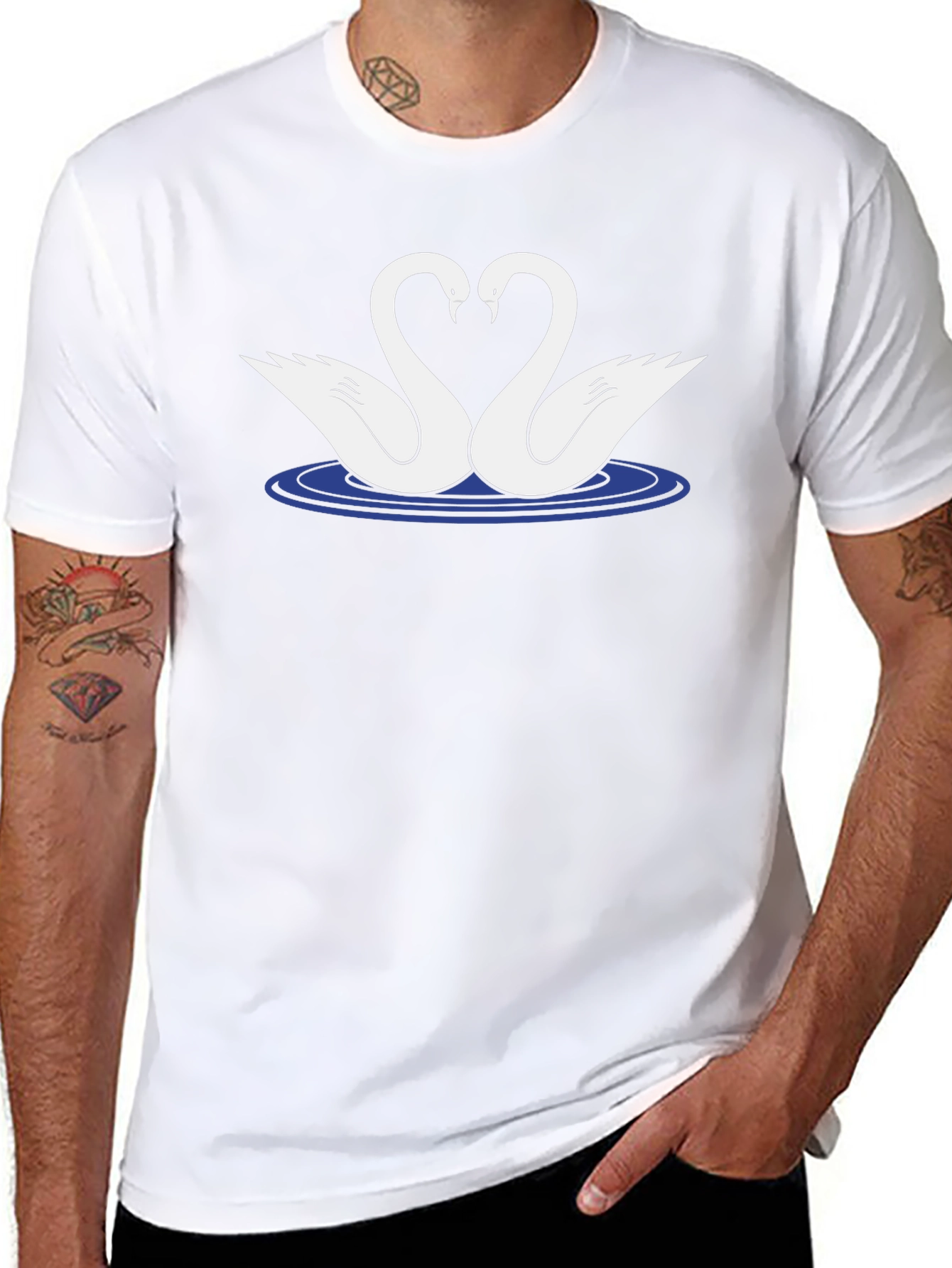 Swan Love T-Shirt - Black Graphic Tee