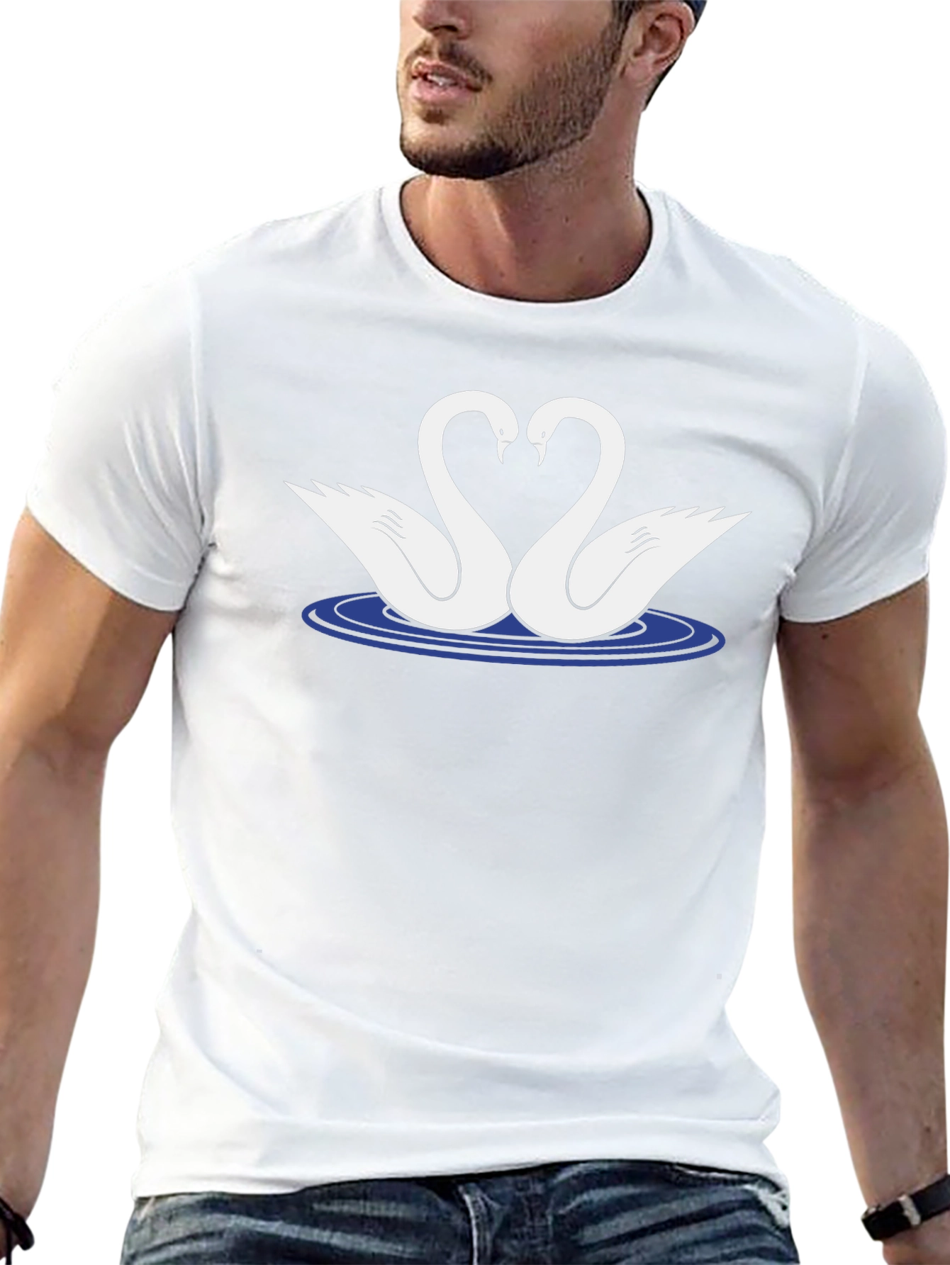 Swan Love T-Shirt - Black Graphic Tee