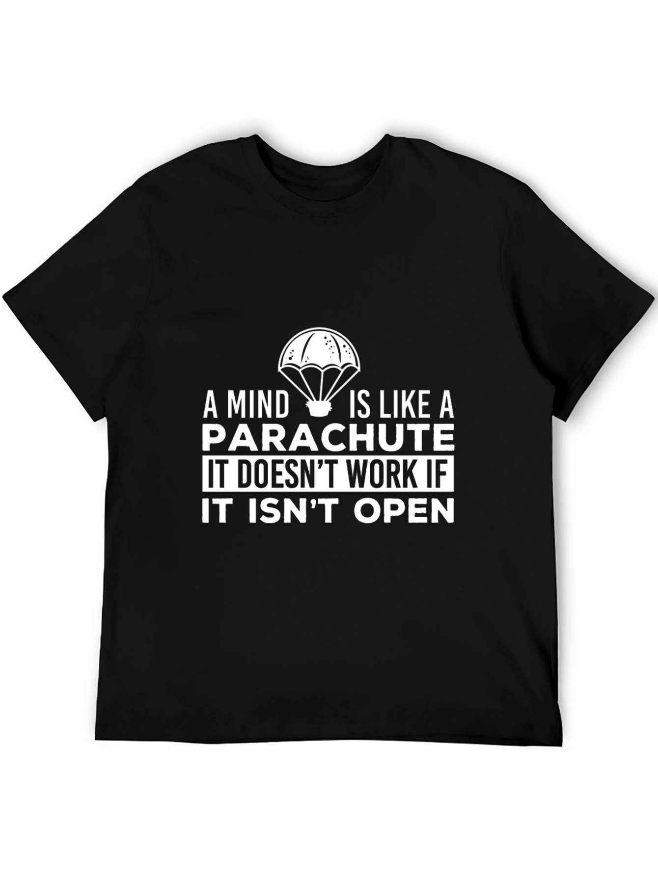 Mind Parachute Graphic T-Shirt - Black Casual Tee