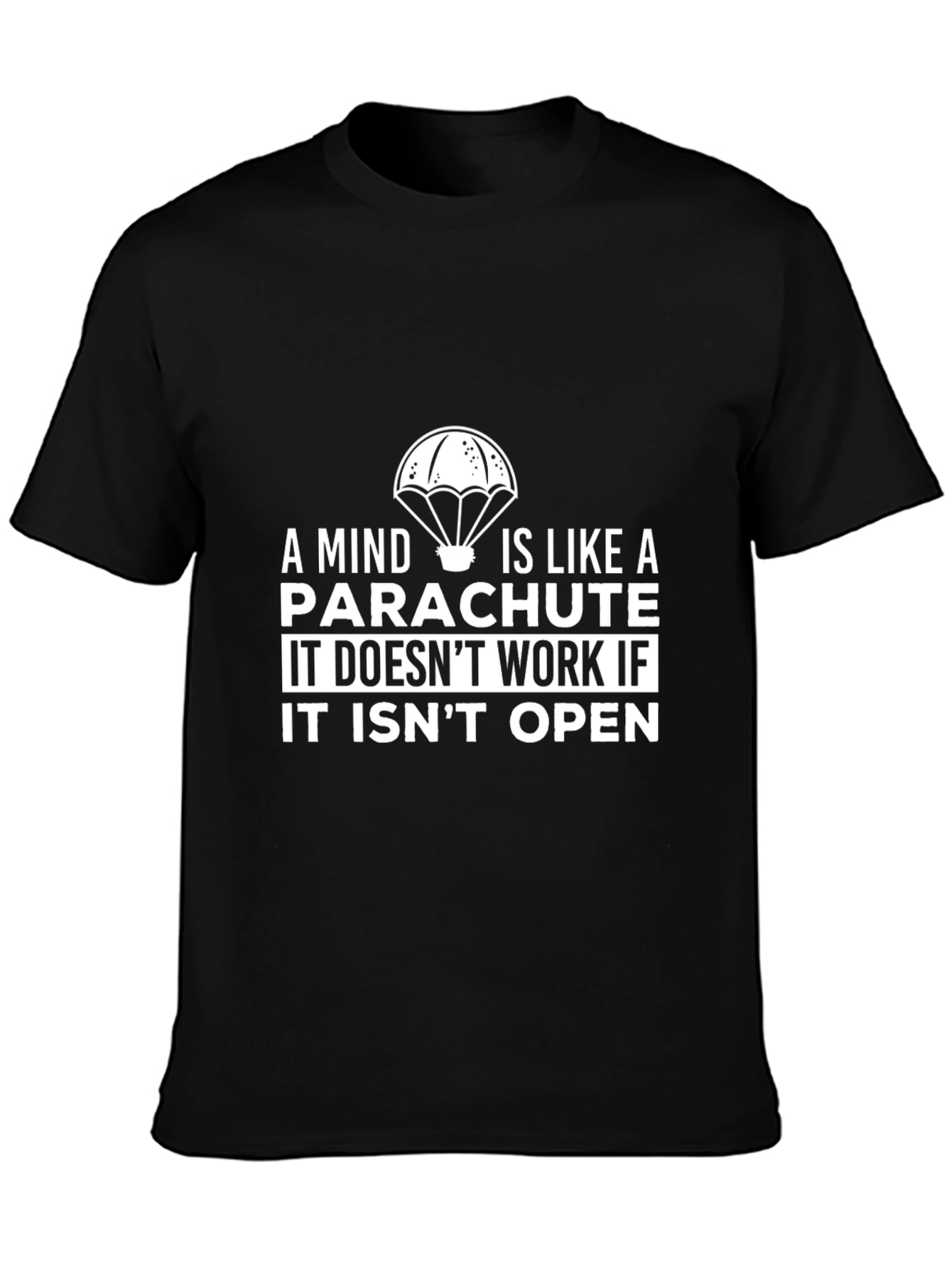 Mind Parachute Graphic T-Shirt - Black Casual Tee