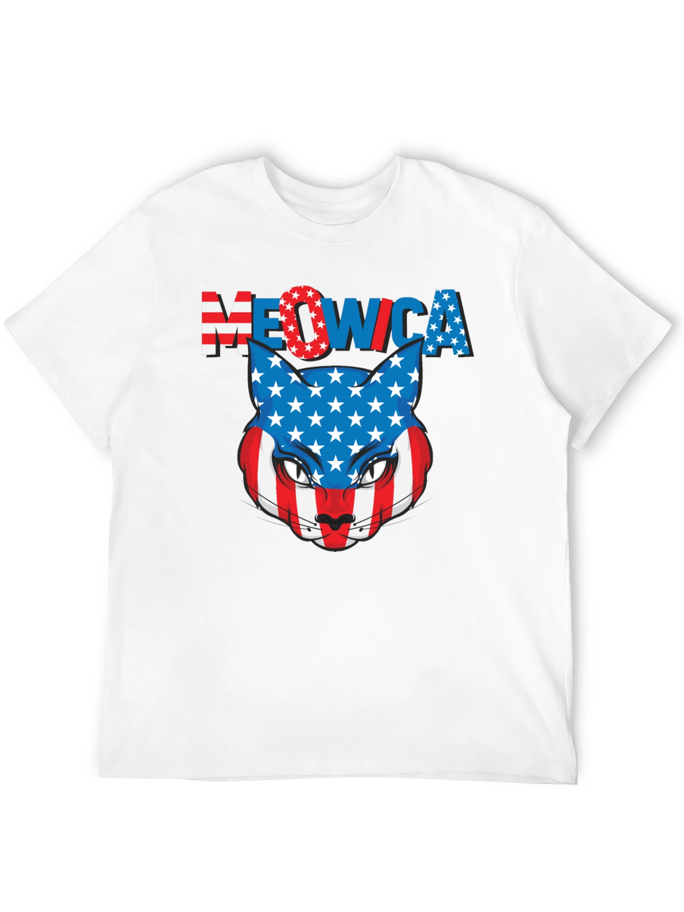 Meowica Patriotic Cat USA Flag Graphic T-Shirt