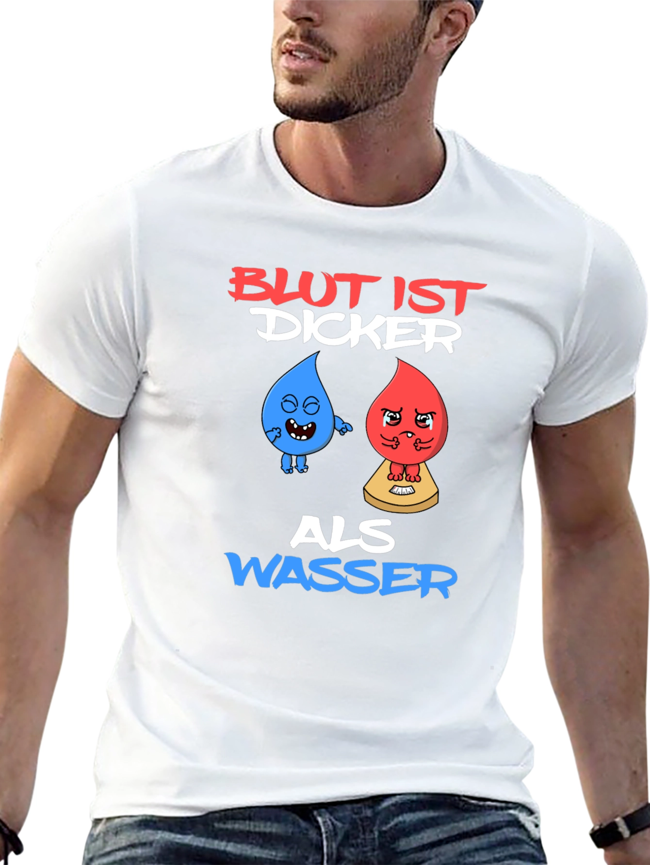 Funny Blut Ist Dicker Als Wasser Graphic T-Shirt