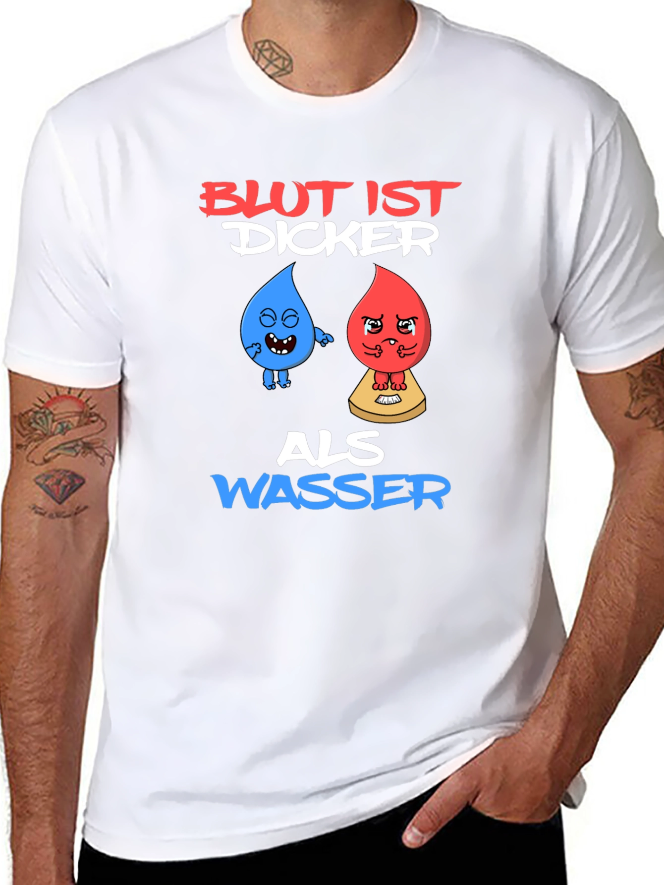 Funny Blut Ist Dicker Als Wasser Graphic T-Shirt