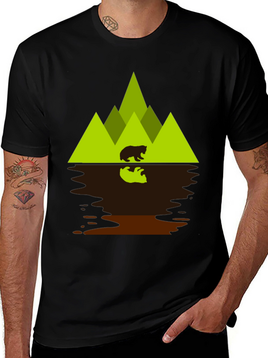 Bear & Mountain Reflection Graphic T-Shirt