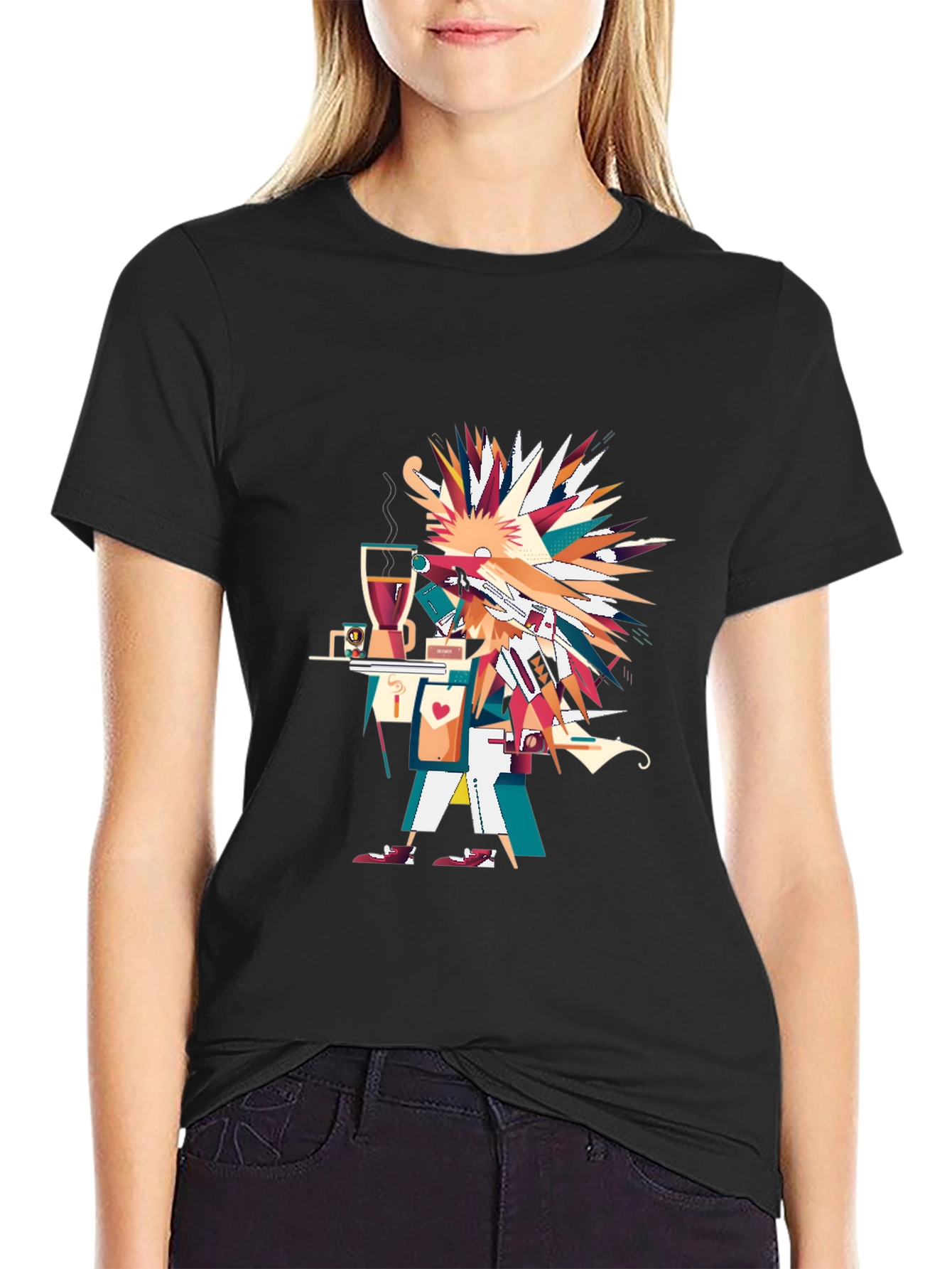 Abstract Art Graphic Print Black Unisex T-Shirt