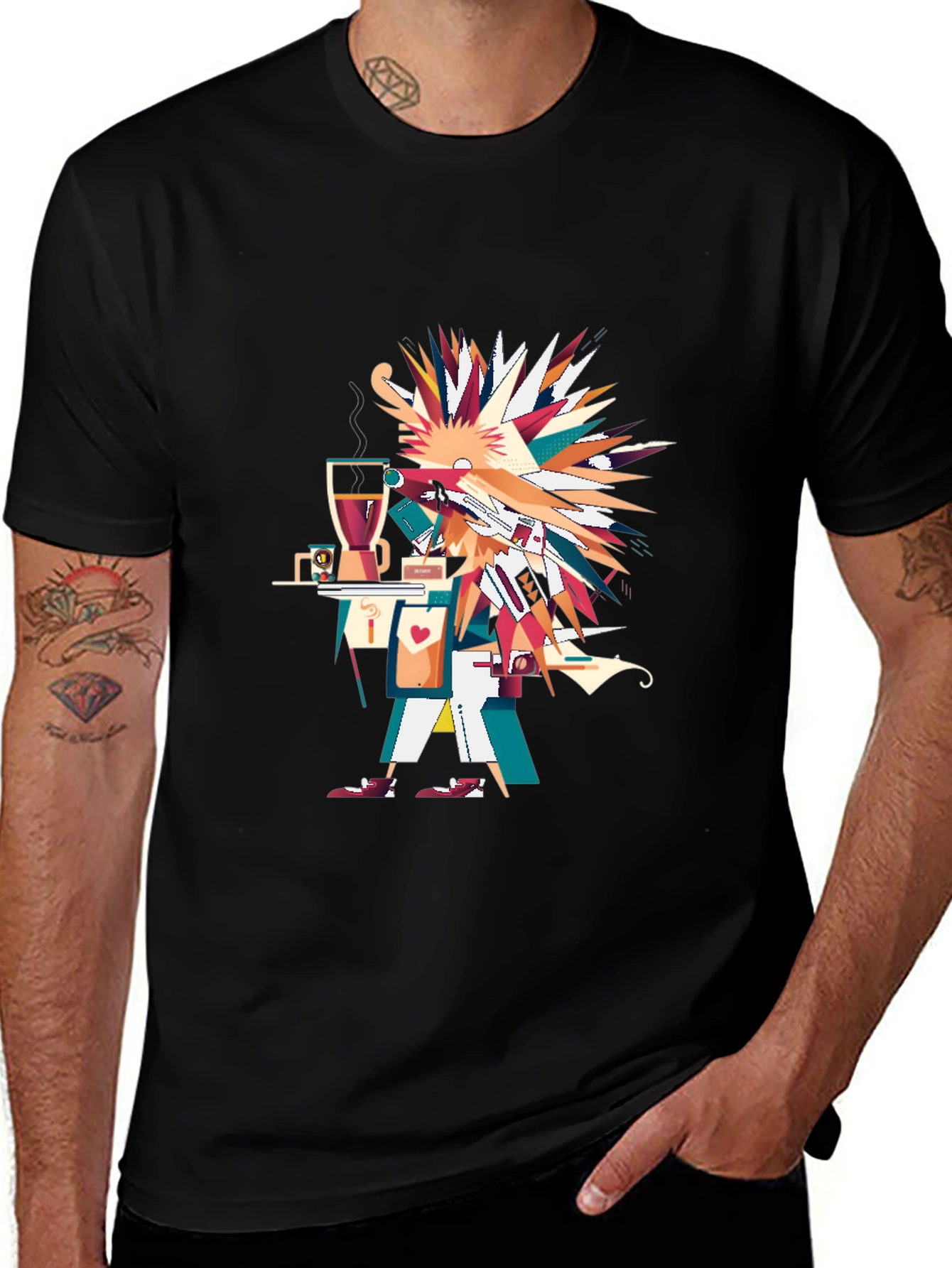 Abstract Art Graphic Print Black Unisex T-Shirt