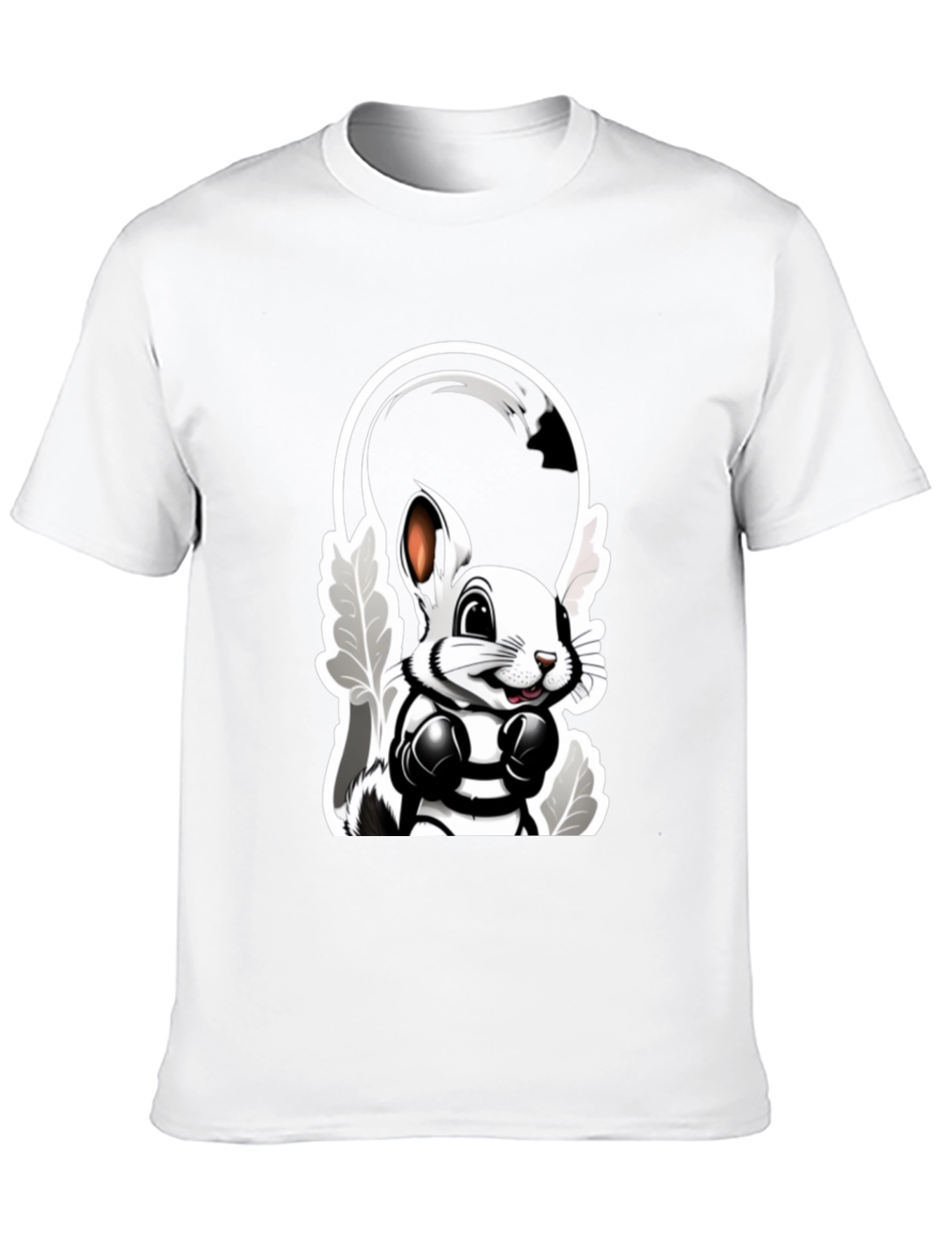 Cool Cartoon Bunny Boxer Black T-Shirt