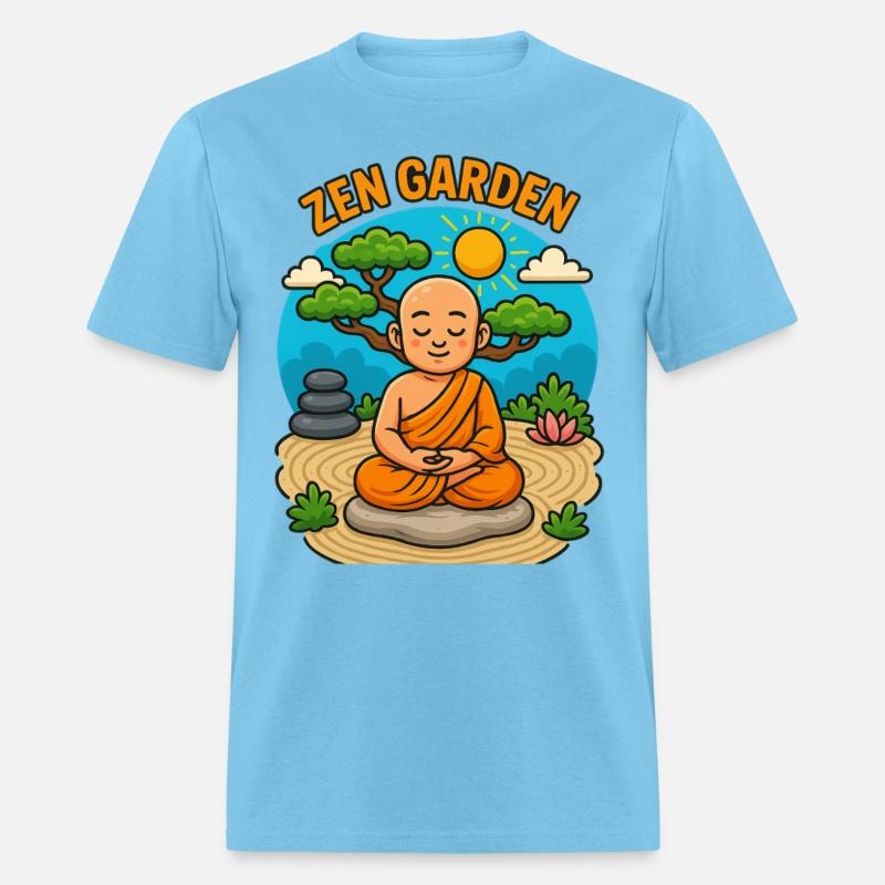 Peaceful Zen Garden Monk Illustration