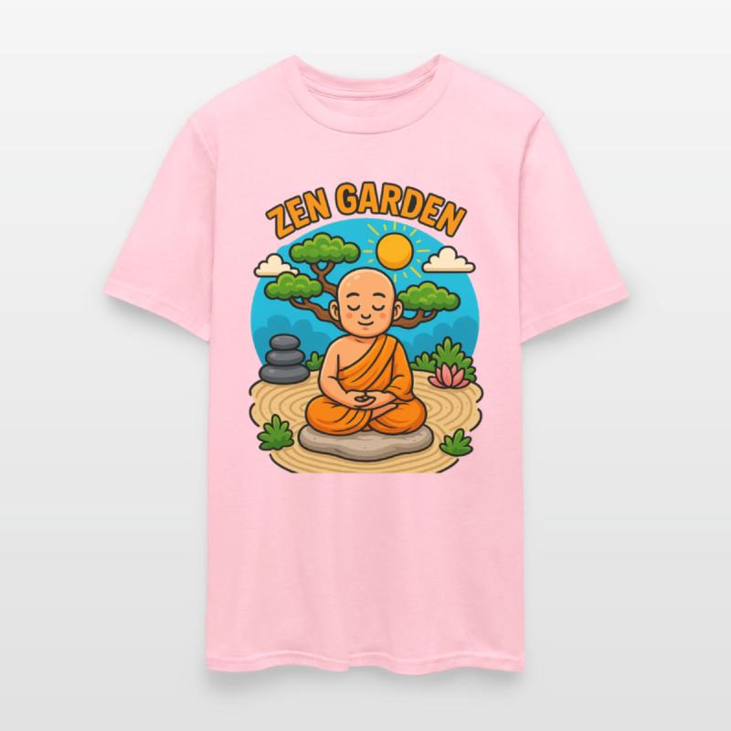 Peaceful Zen Garden Monk Illustration