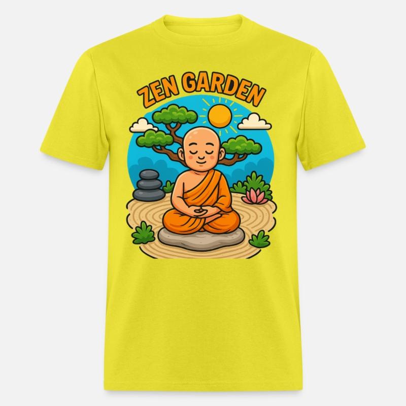 Peaceful Zen Garden Monk Illustration
