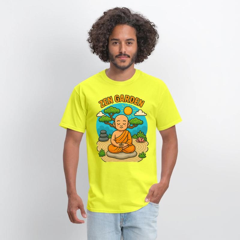 Peaceful Zen Garden Monk Illustration