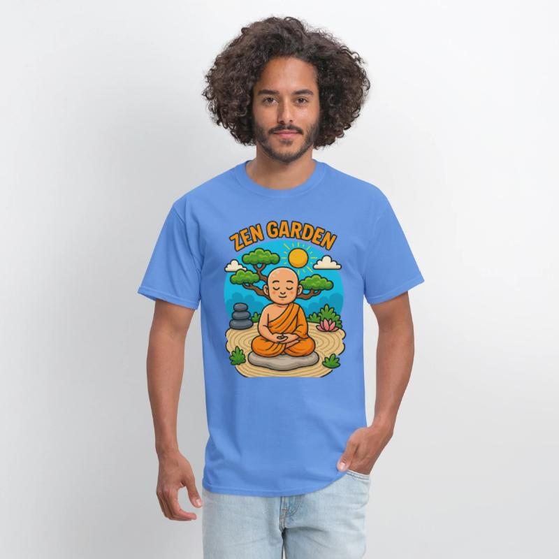 Peaceful Zen Garden Monk Illustration
