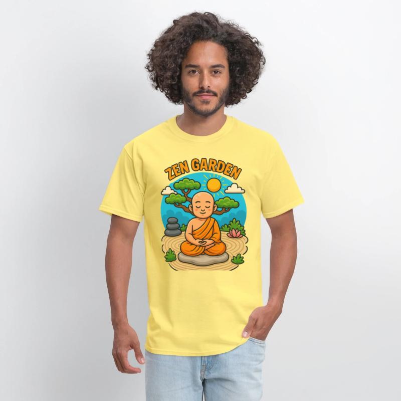 Peaceful Zen Garden Monk Illustration