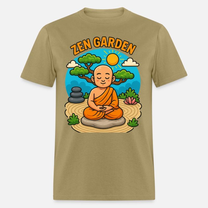 Peaceful Zen Garden Monk Illustration
