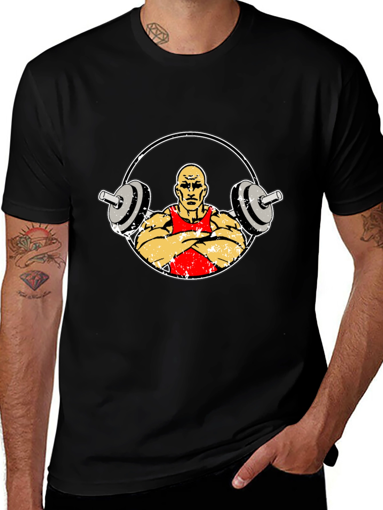 Weightlifter Graphic Tee - Black Cotton Fitness Shirt