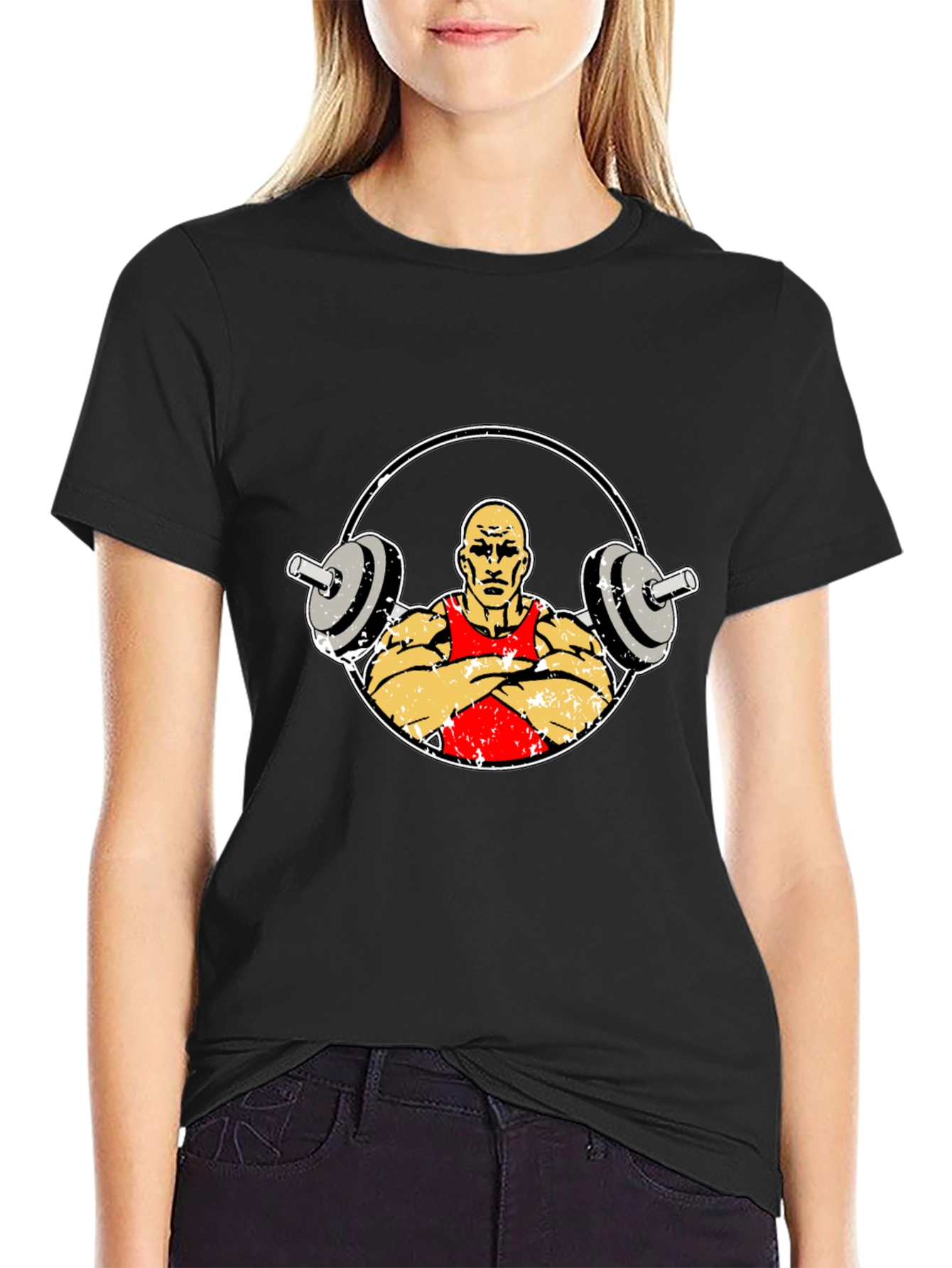 Weightlifter Graphic Tee - Black Cotton Fitness Shirt