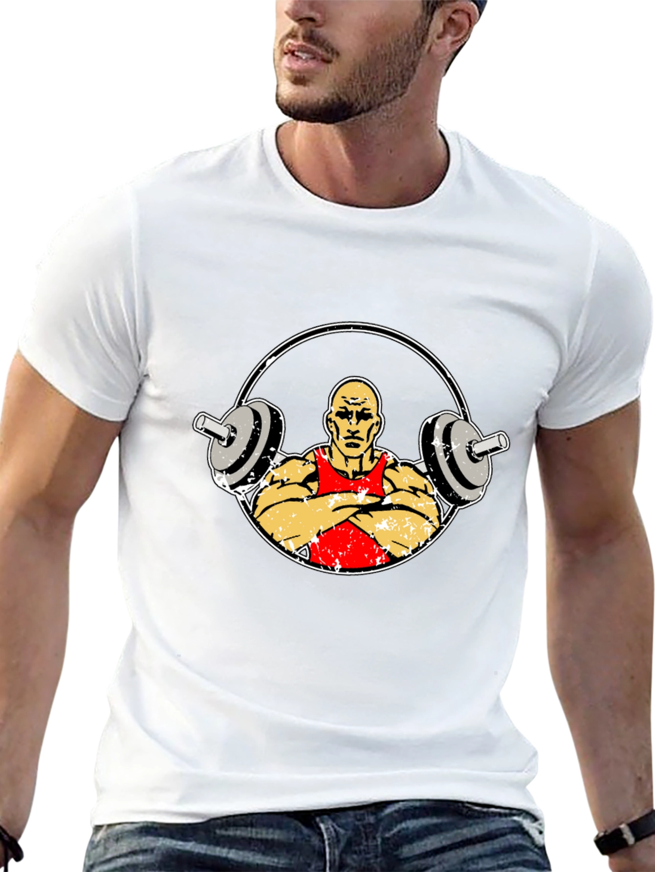 Weightlifter Graphic Tee - Black Cotton Fitness Shirt