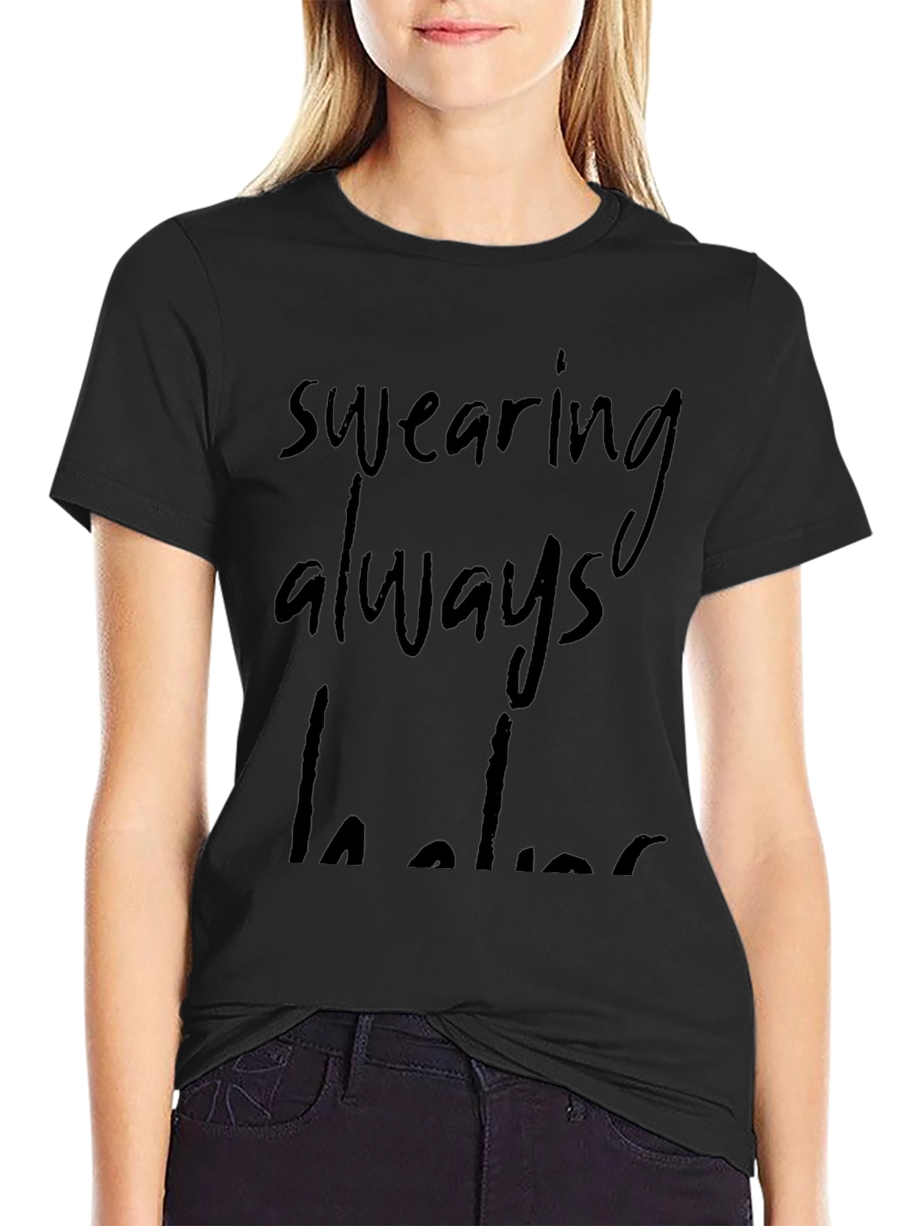 Swearing Always Helps Black Graphic Tee