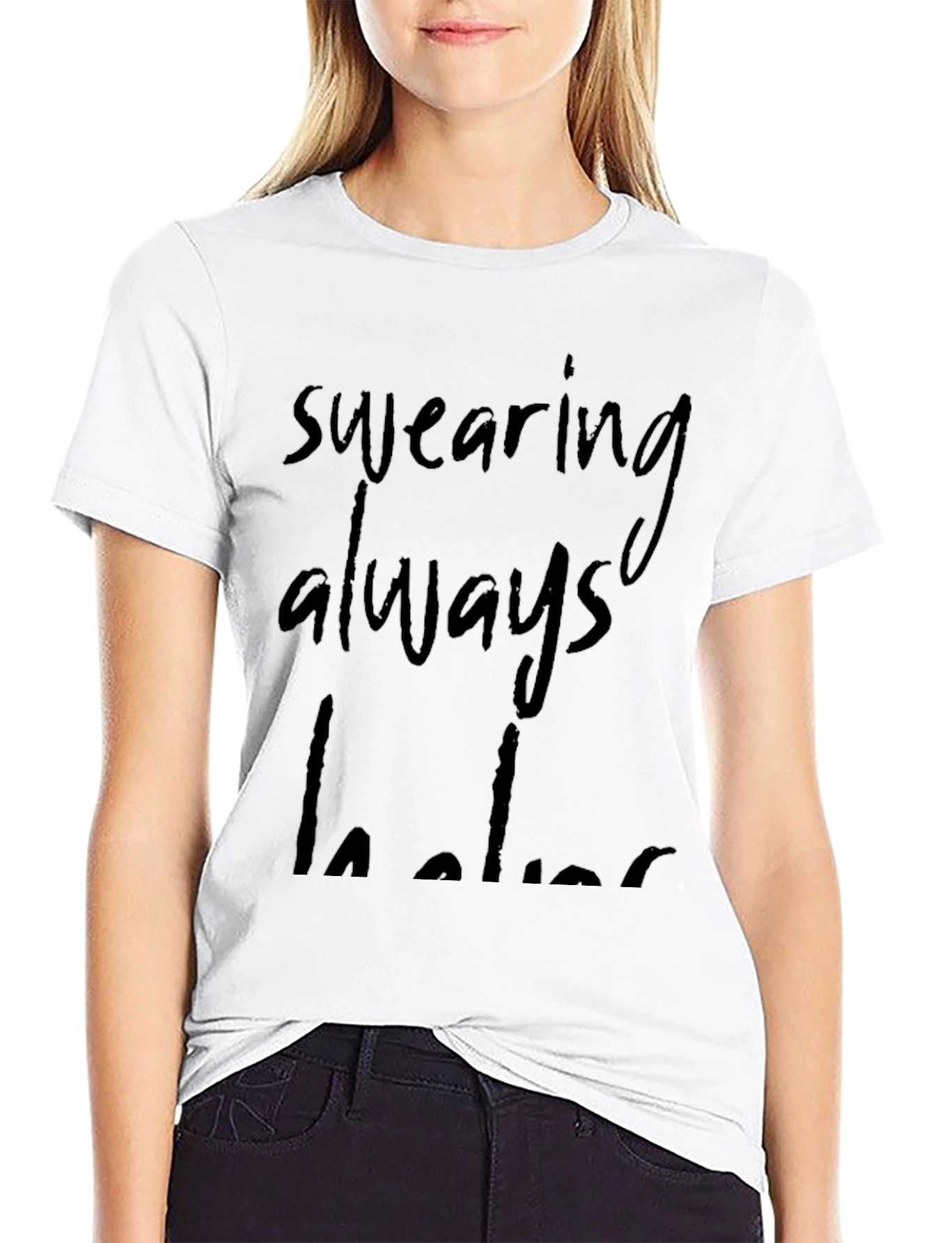 Swearing Always Helps Black Graphic Tee