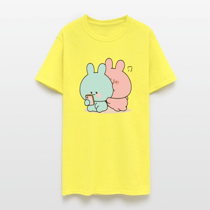 Pink And Blue Watching On Telephone