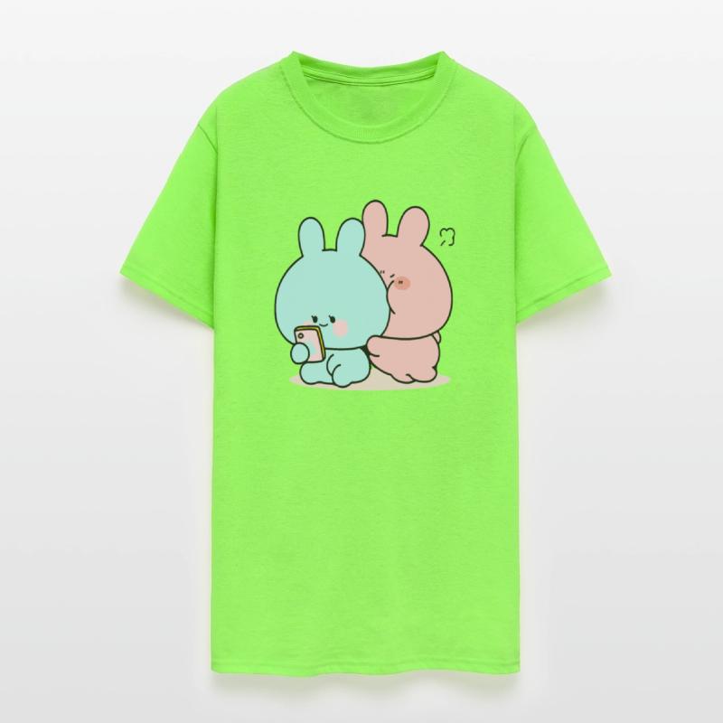 Pink And Blue Watching On Telephone