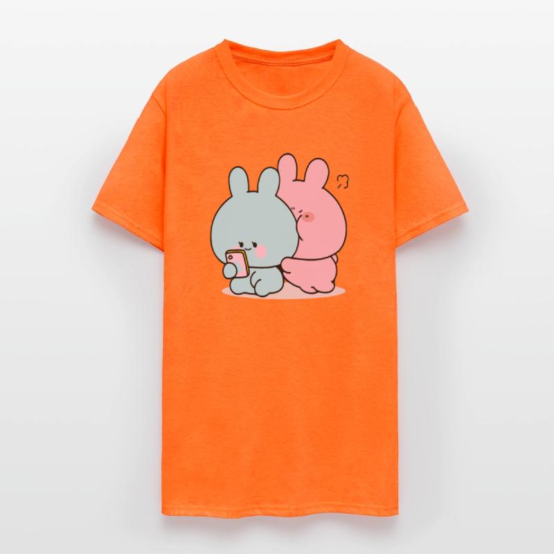 Pink And Blue Watching On Telephone