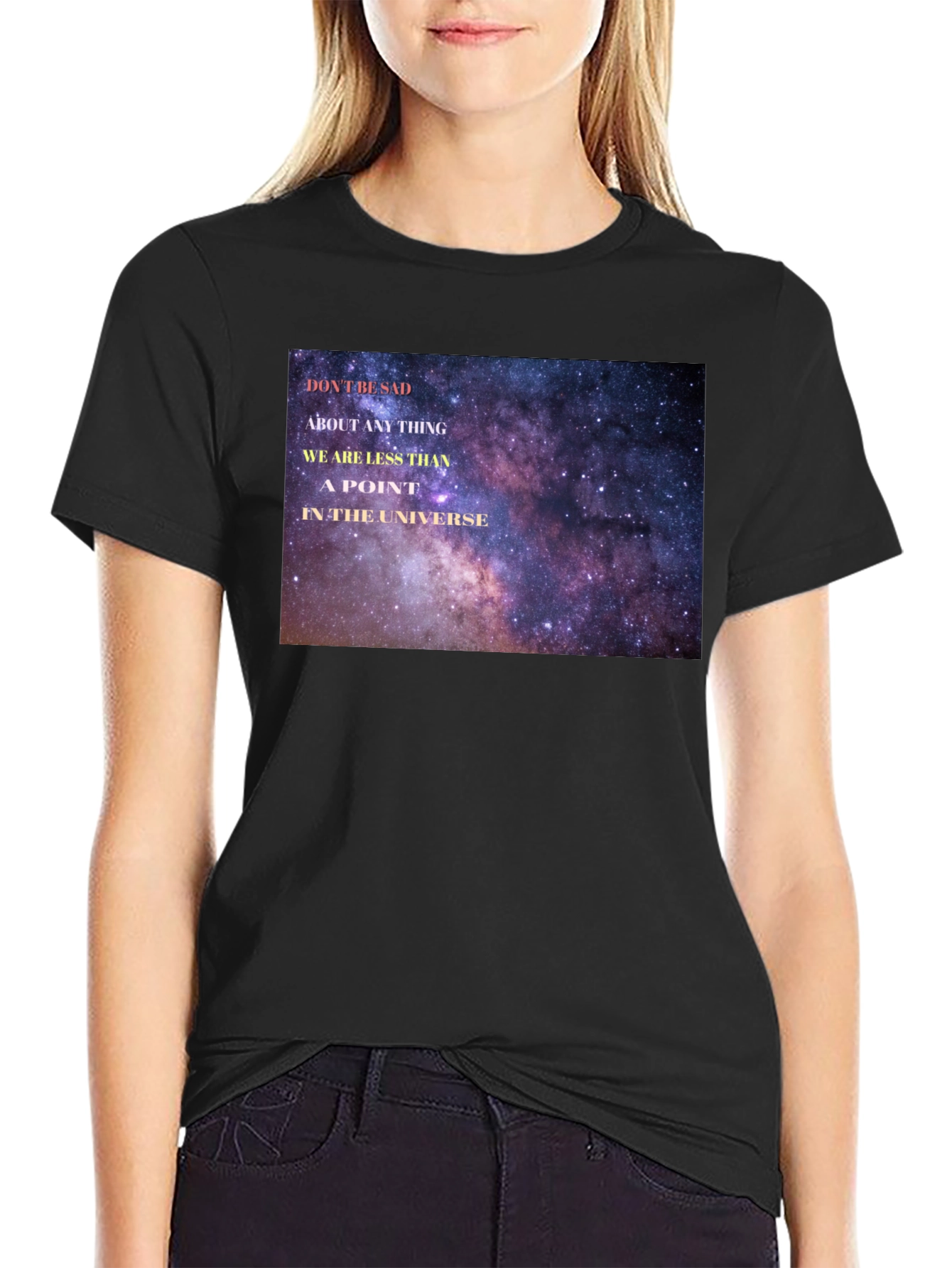 Universe Galaxy Print Black T-Shirt