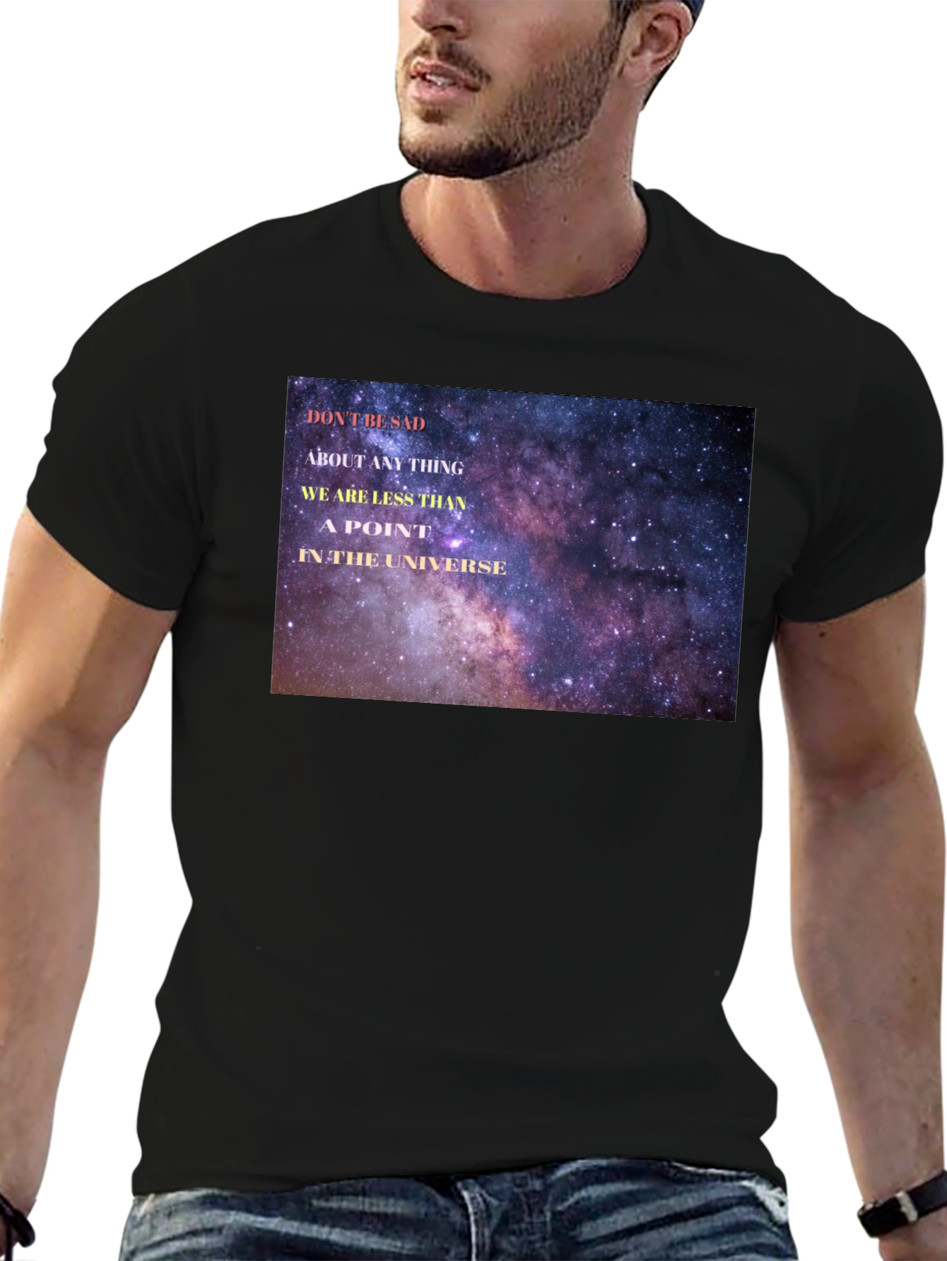 Universe Galaxy Print Black T-Shirt