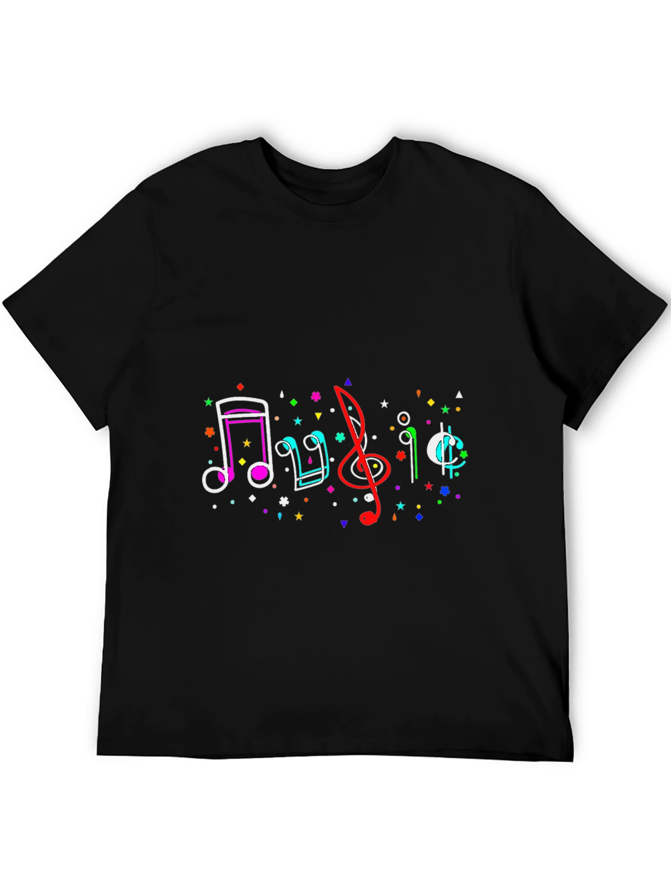 Musical Notes Graphic Tee - Black Casual T-Shirt