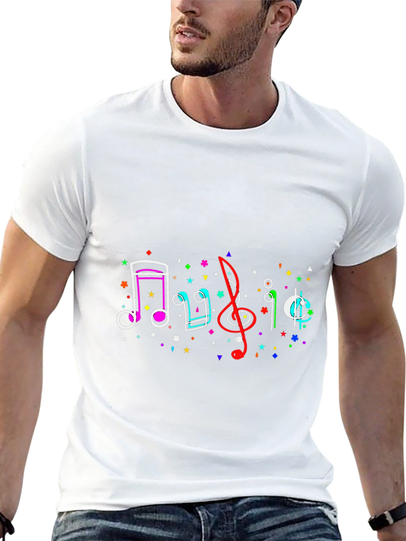 Musical Notes Graphic Tee - Black Casual T-Shirt