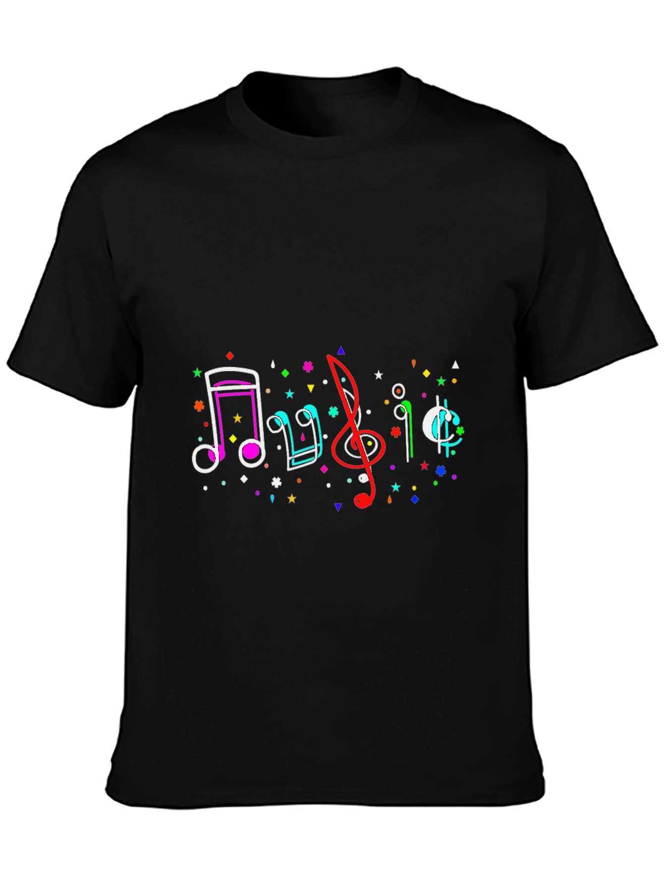 Musical Notes Graphic Tee - Black Casual T-Shirt