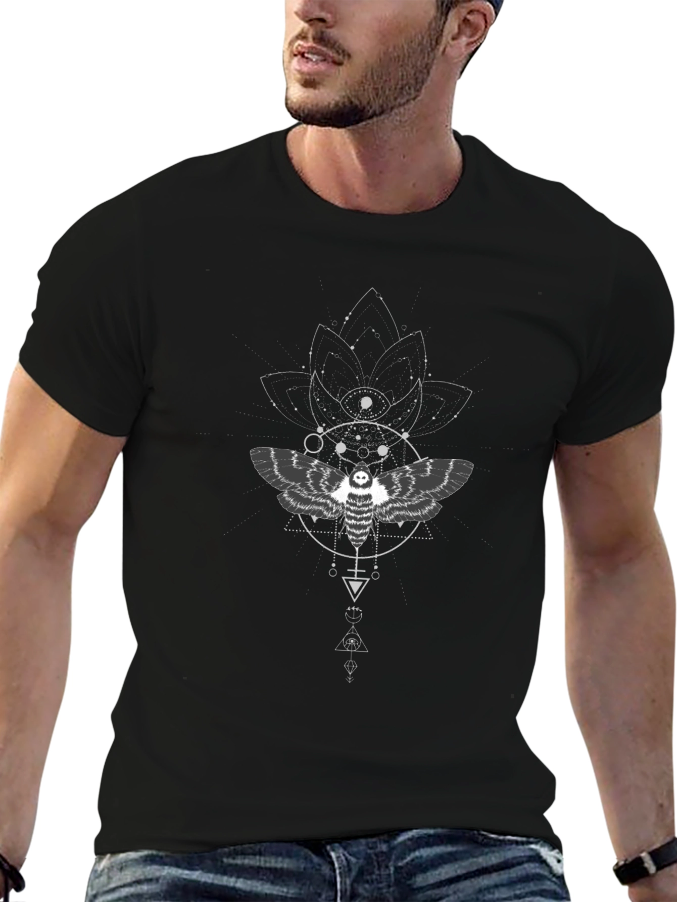 Mystic Moth Graphic Tee - Black Cotton T-Shirt
