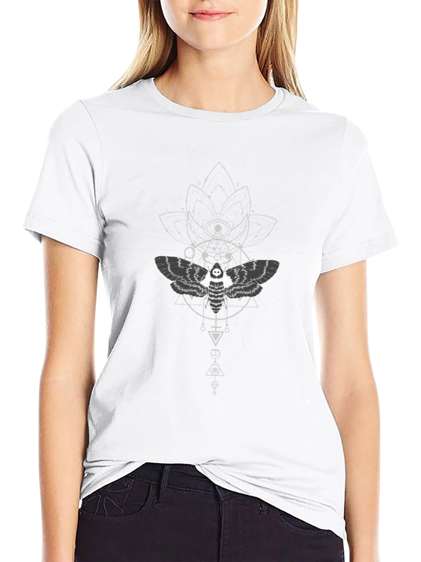 Mystic Moth Graphic Tee - Black Cotton T-Shirt