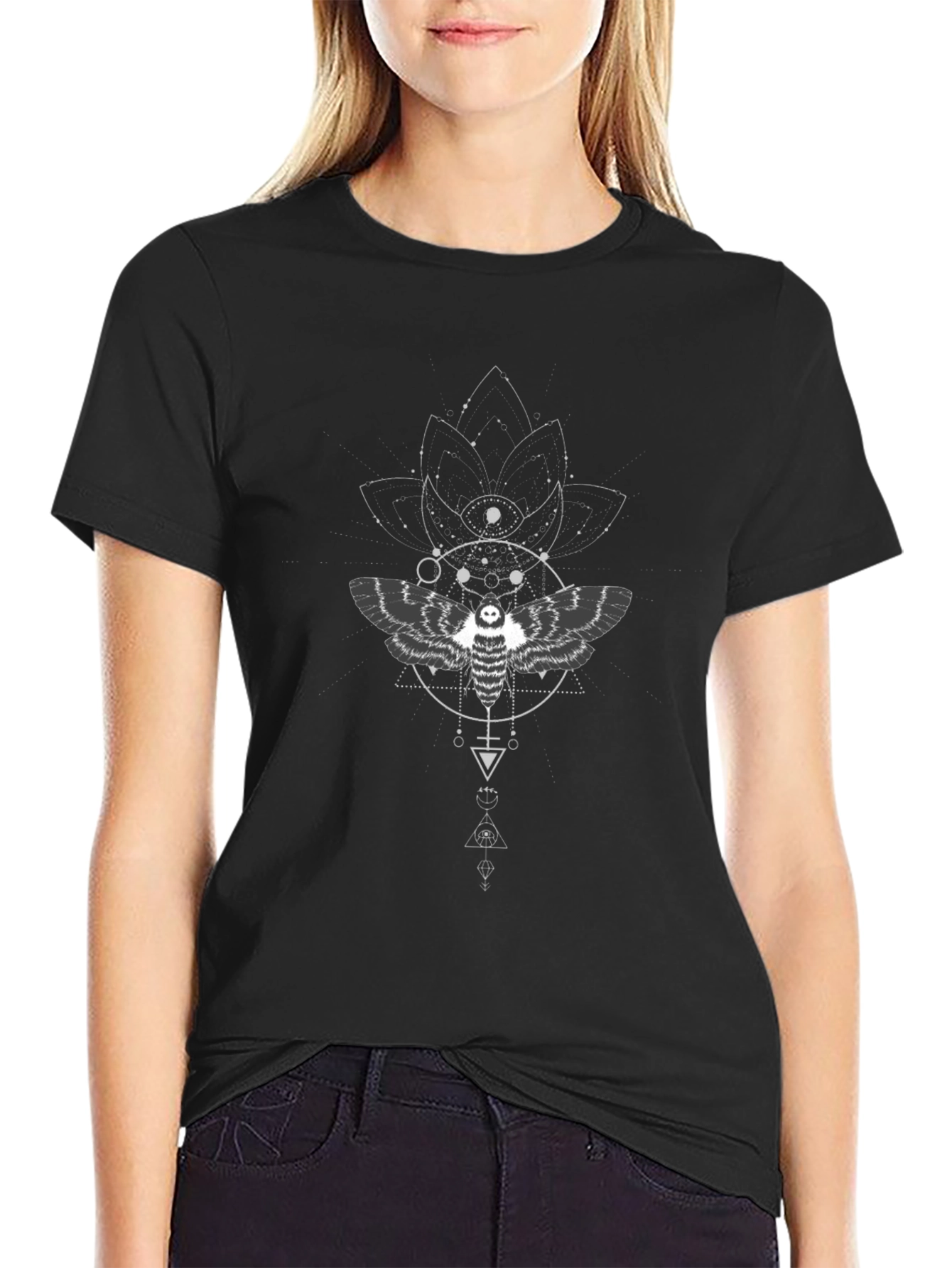 Mystic Moth Graphic Tee - Black Cotton T-Shirt