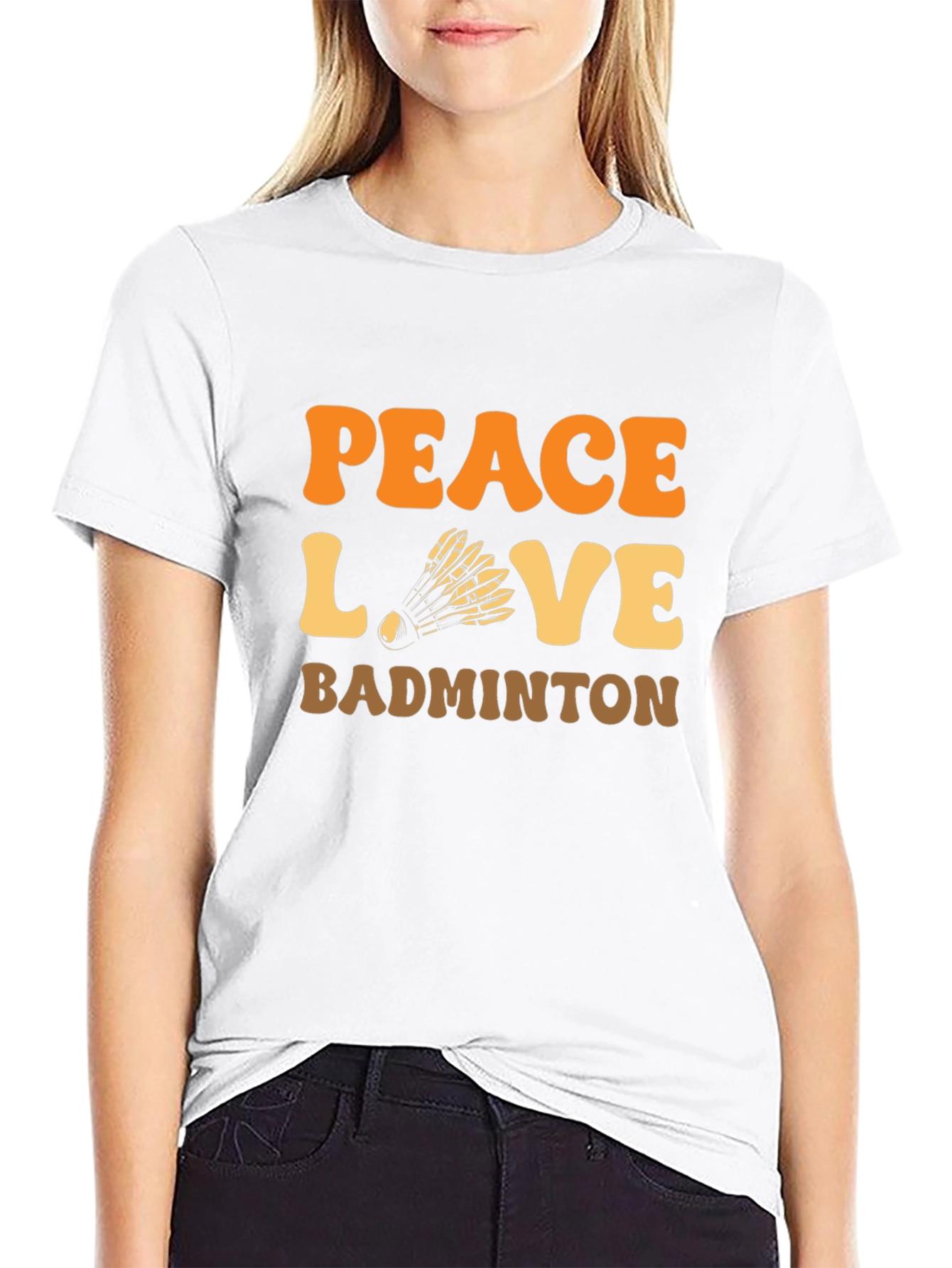 Peace Love Badminton T-Shirt Retro Design