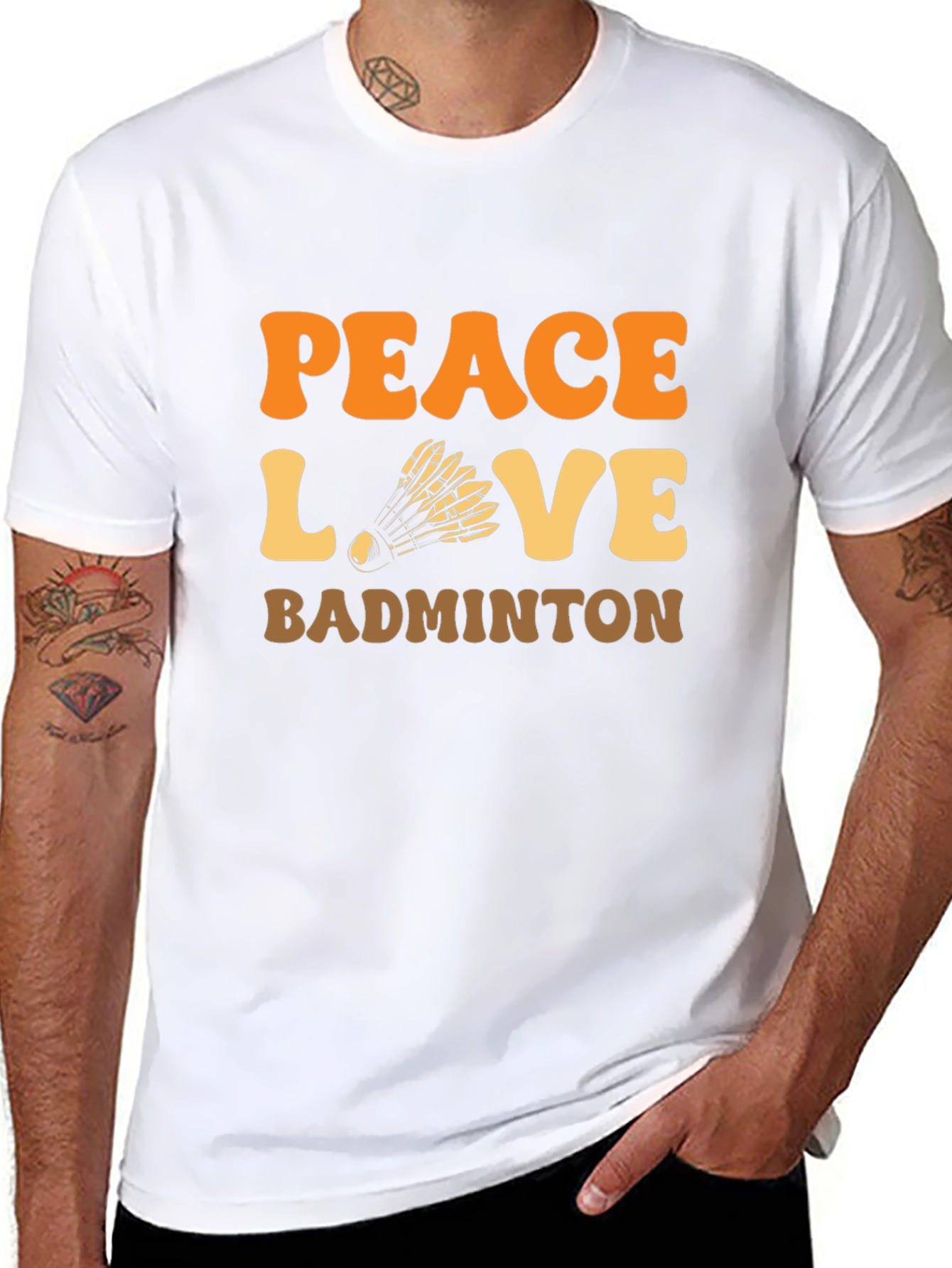 Peace Love Badminton T-Shirt Retro Design