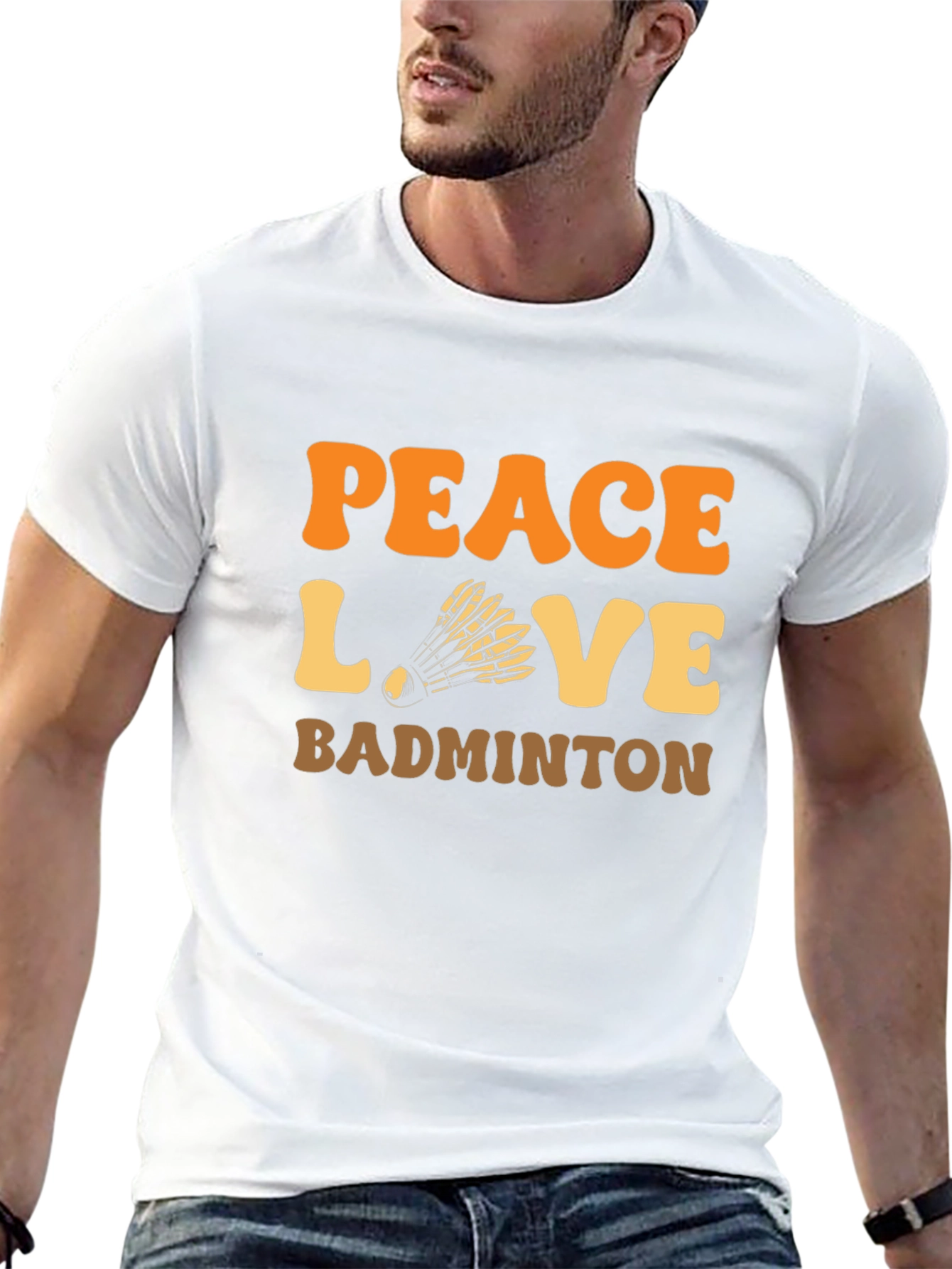 Peace Love Badminton T-Shirt Retro Design
