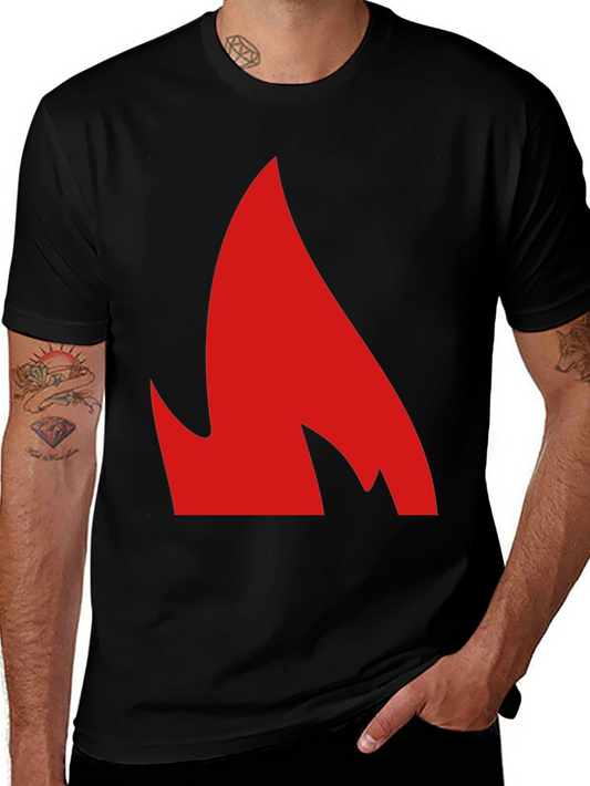 Bold Graphic Tee - Red Flame Design on Black