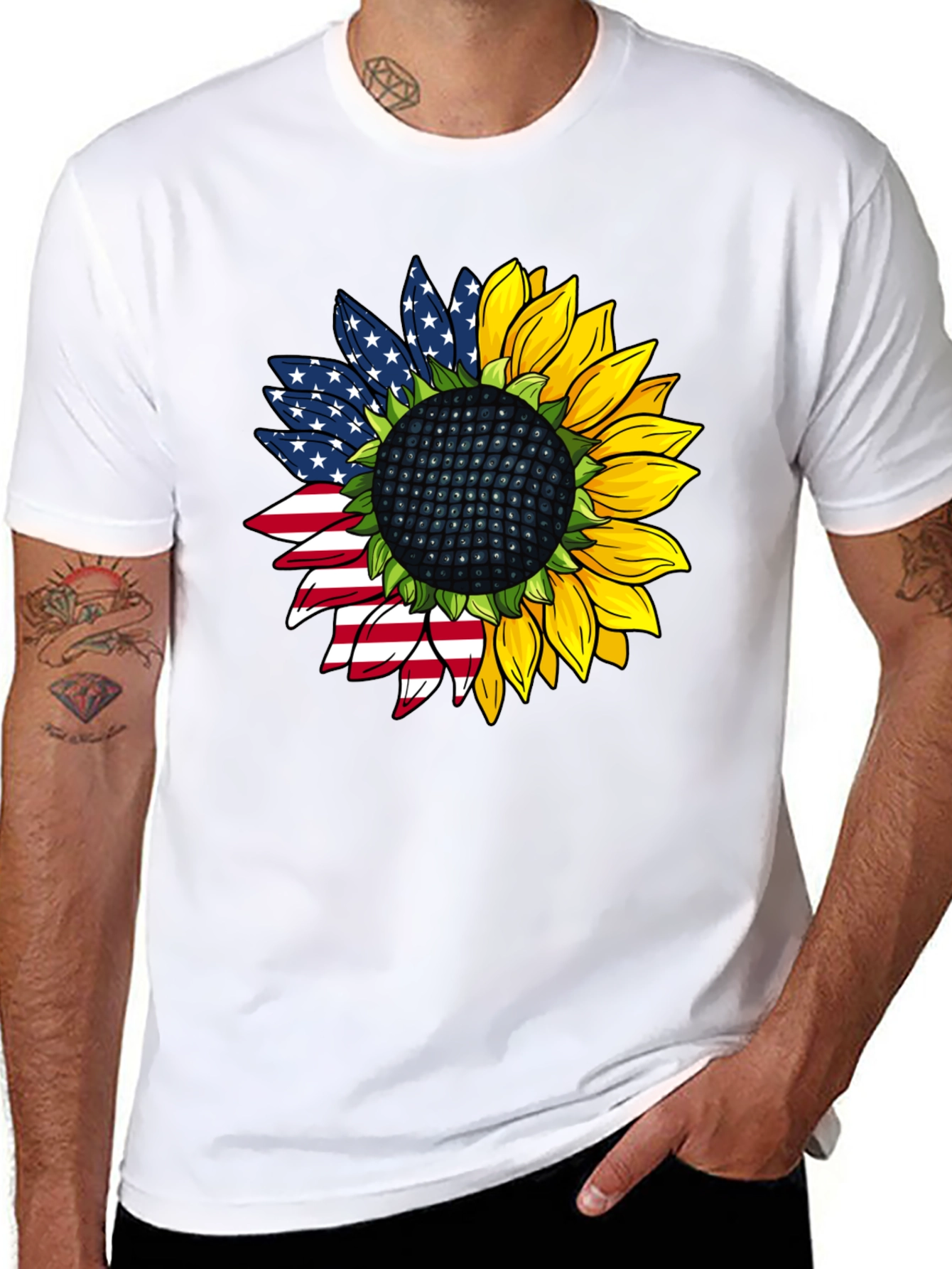 American Flag Sunflower Graphic Tee