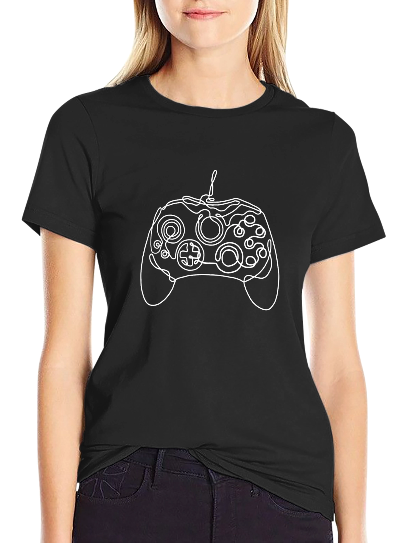 Gamer Tee: Minimalist Controller Line Art T-Shirt