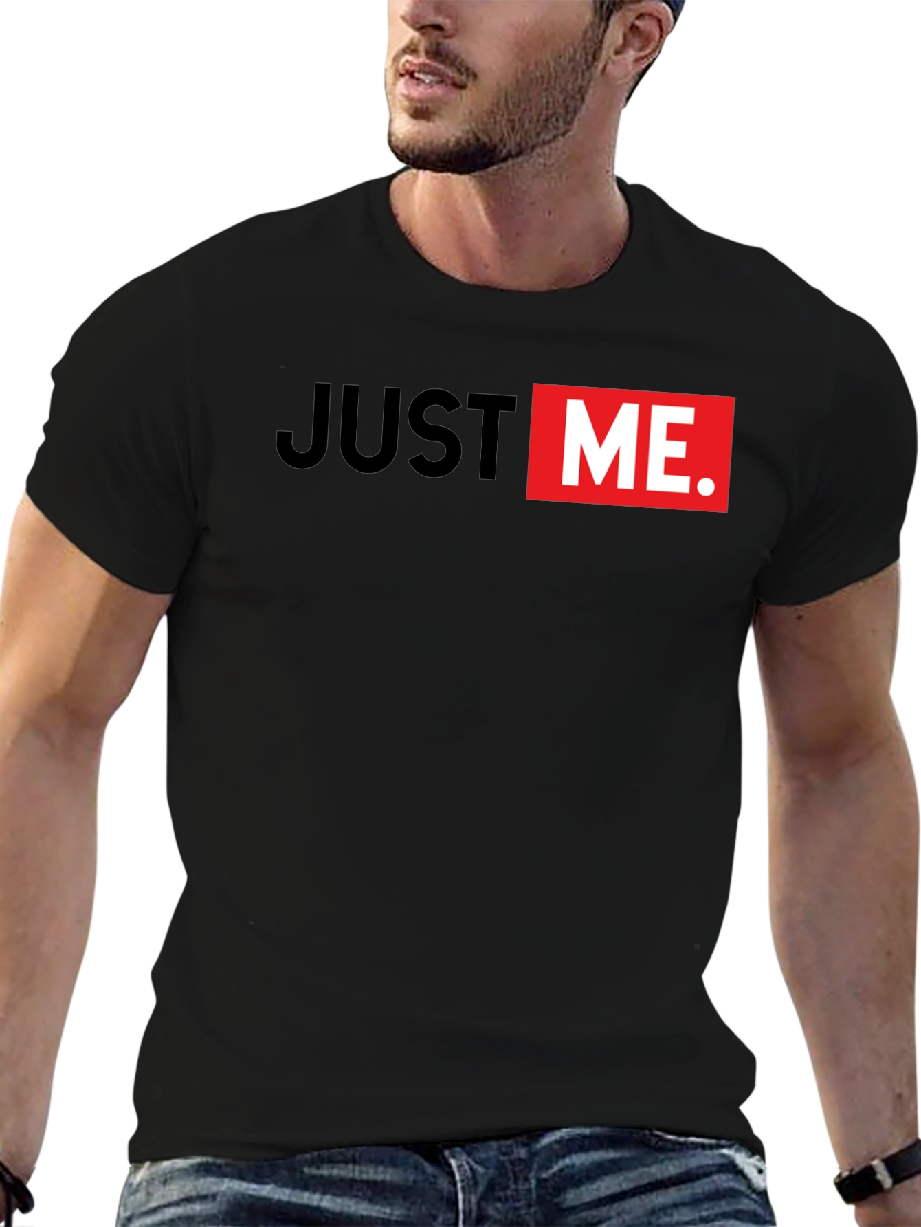 Just Me Graphic Print Mens Black T-Shirt