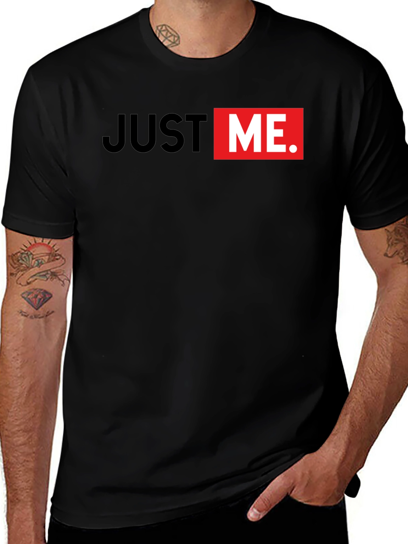 Just Me Graphic Print Mens Black T-Shirt