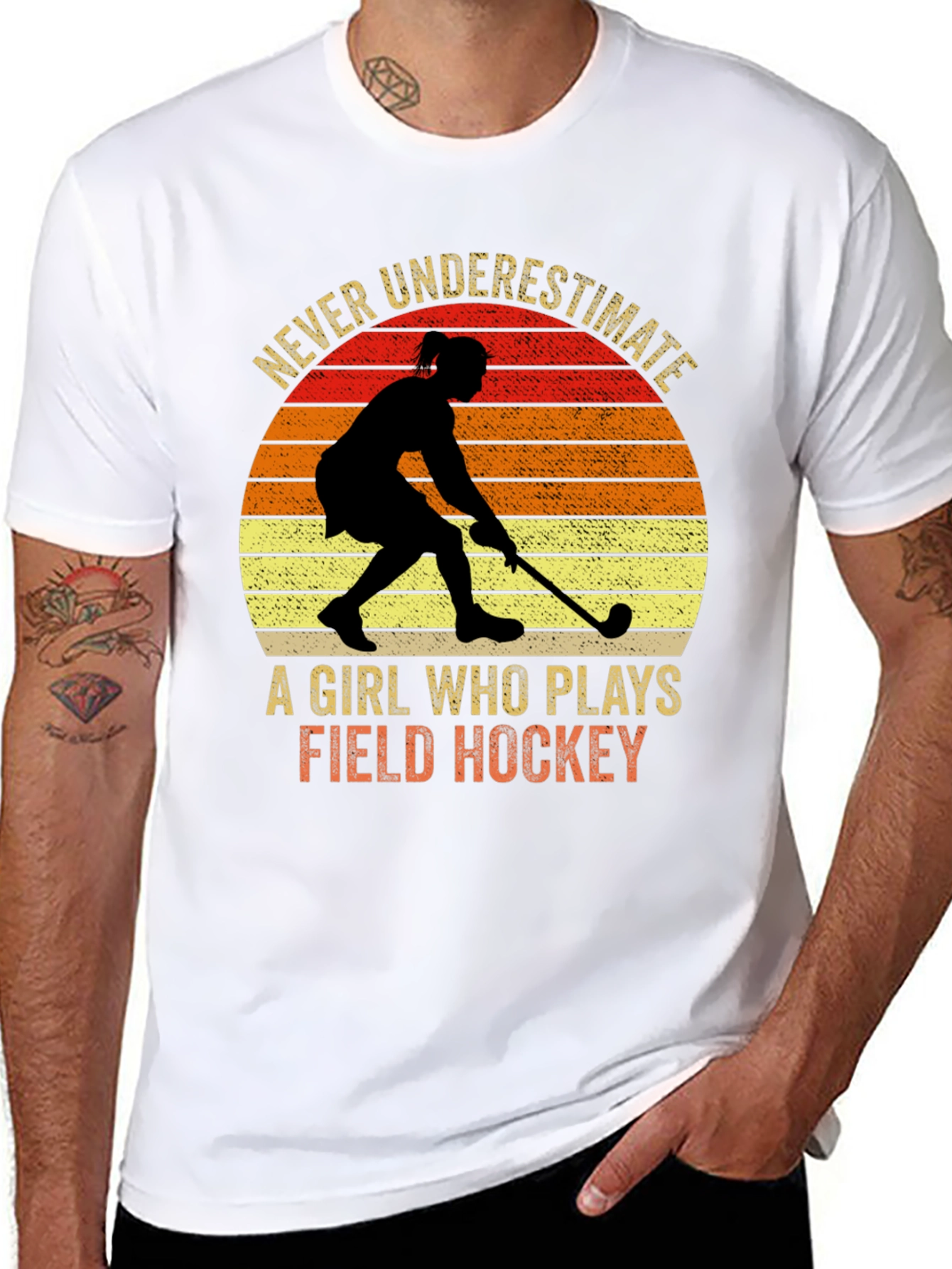 Field Hockey Girl Silhouette Graphic Tee