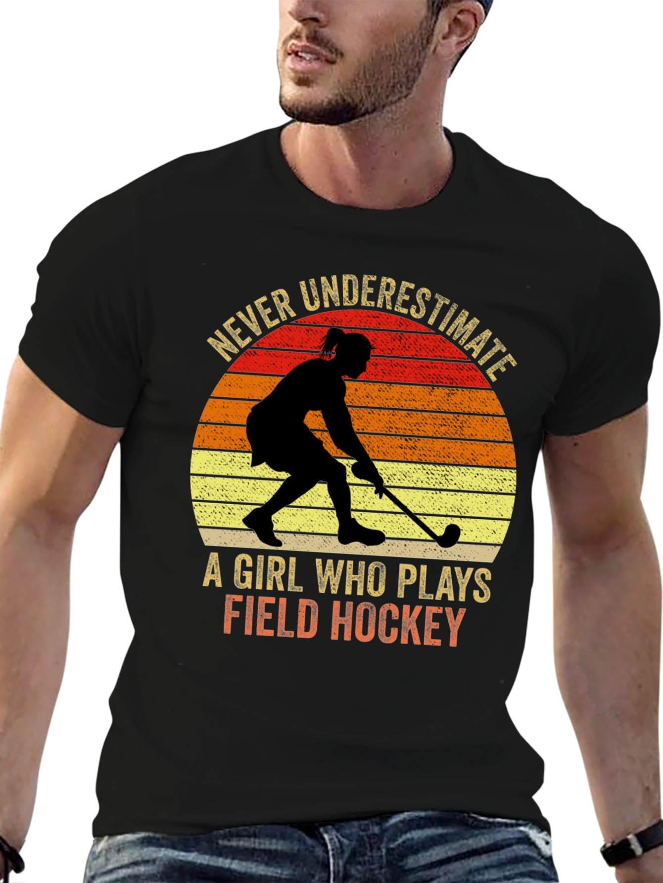 Field Hockey Girl Silhouette Graphic Tee