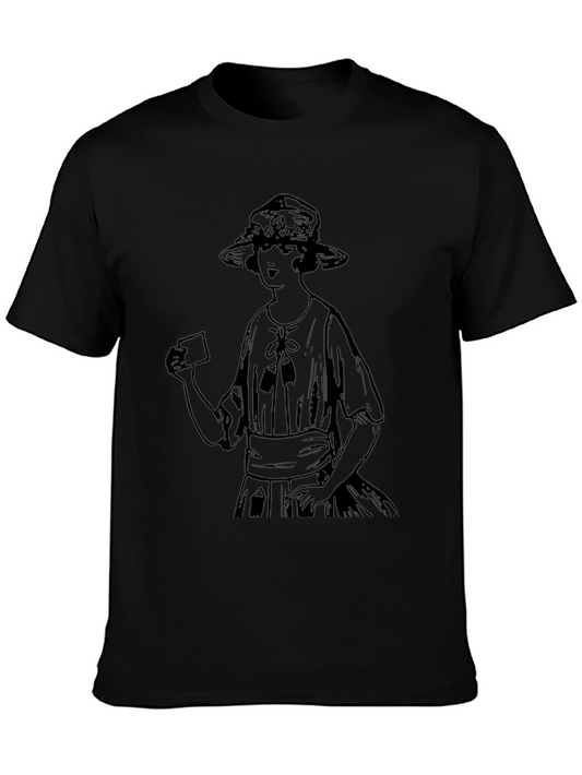 Vintage Woman Sketch Black T-Shirt