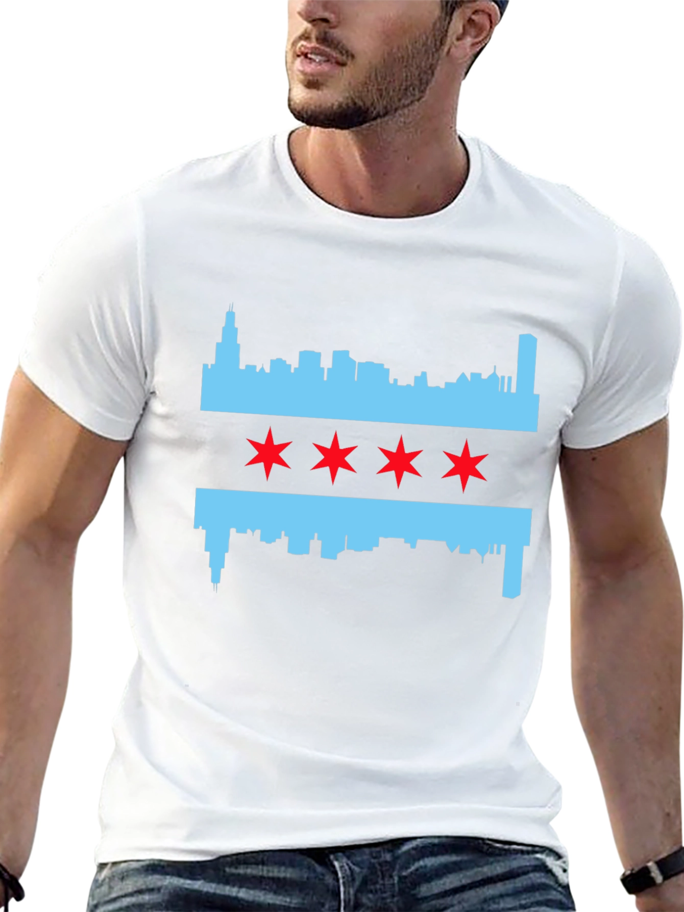 Chicago Flag T-Shirt - City Skyline and Stars